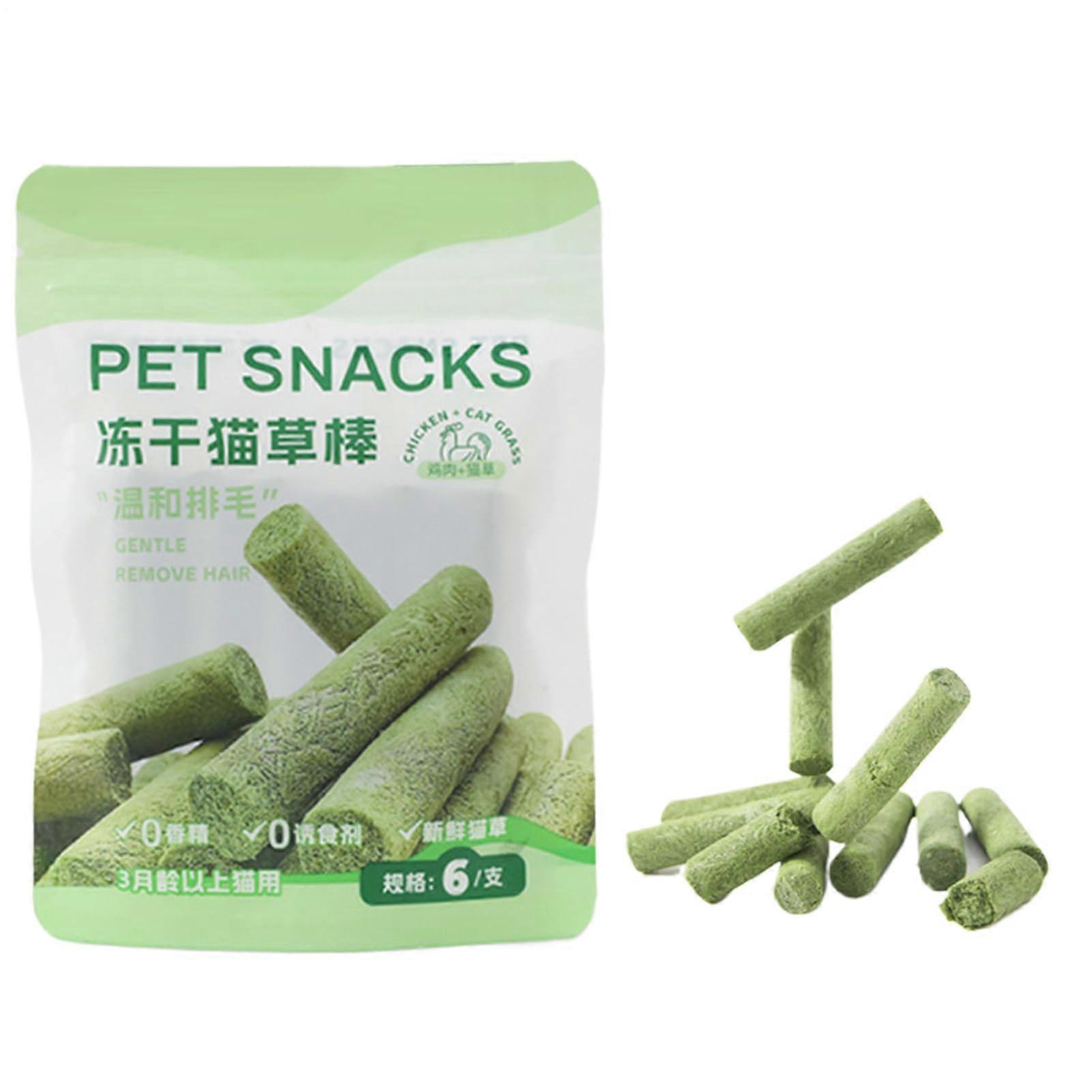 Feline Grass Treats, Edible Kitten Chew Toy, Teething Snack Chicken Dry Freeze Cat Sticks