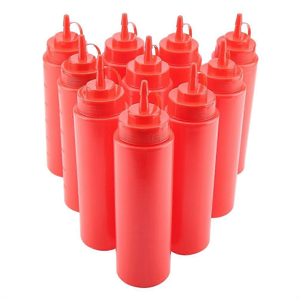 720ml 10pcs / Set Plastic Condiment Dispenser for Sauce Oil Cream Vineger (Red)