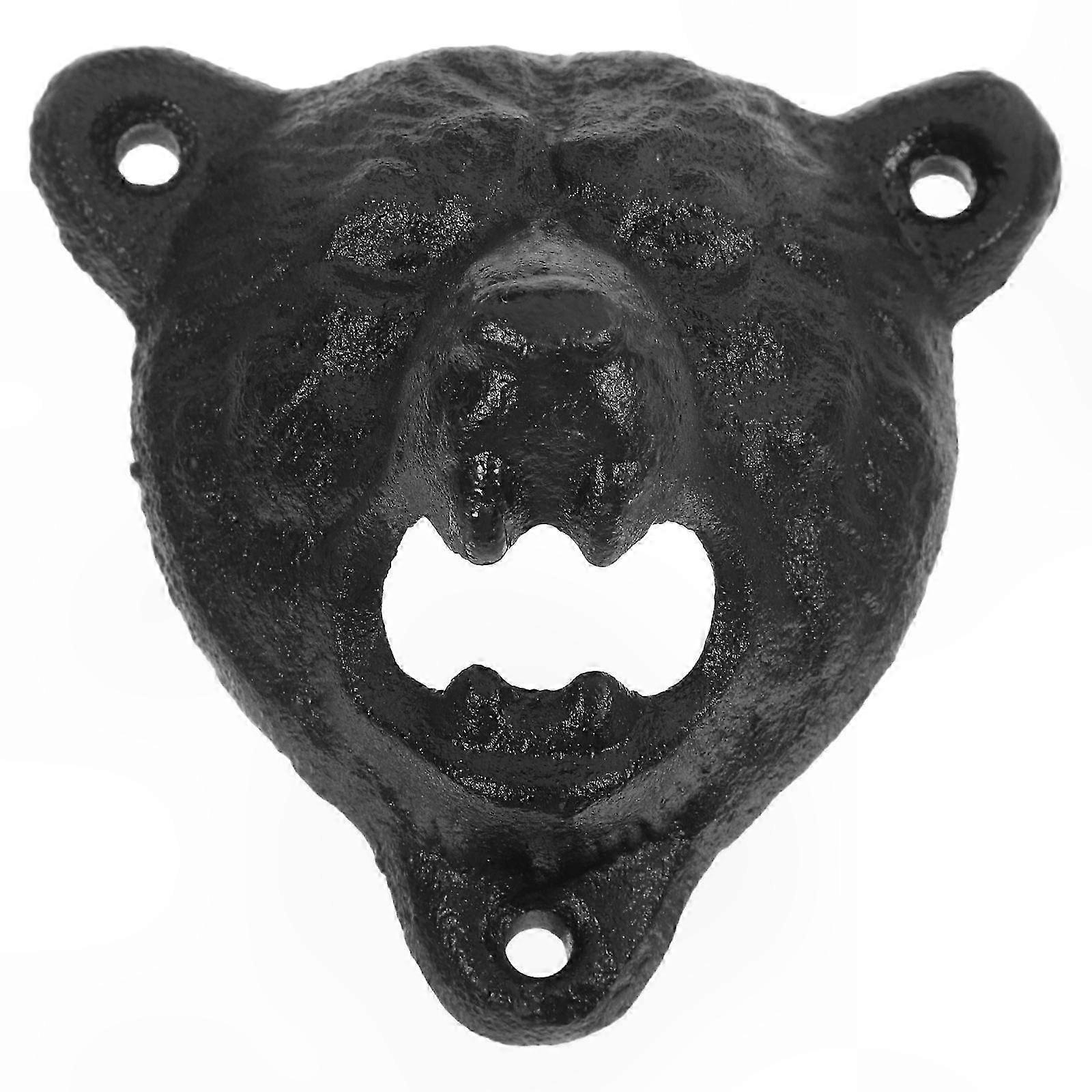 Bear-Shaped Cast Iron Bottle Opener with Rustic Design for Kitchen Decor