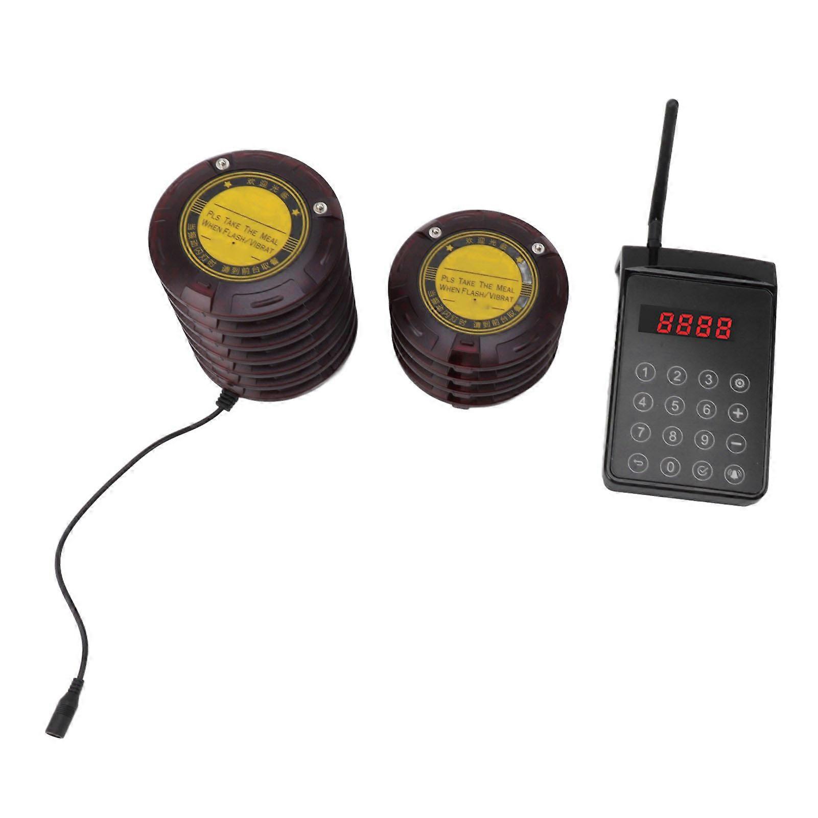 Restaurant Pager System 10 Coaster Pagers with Keypad Transmitter, EU Plug, 160x95mm
