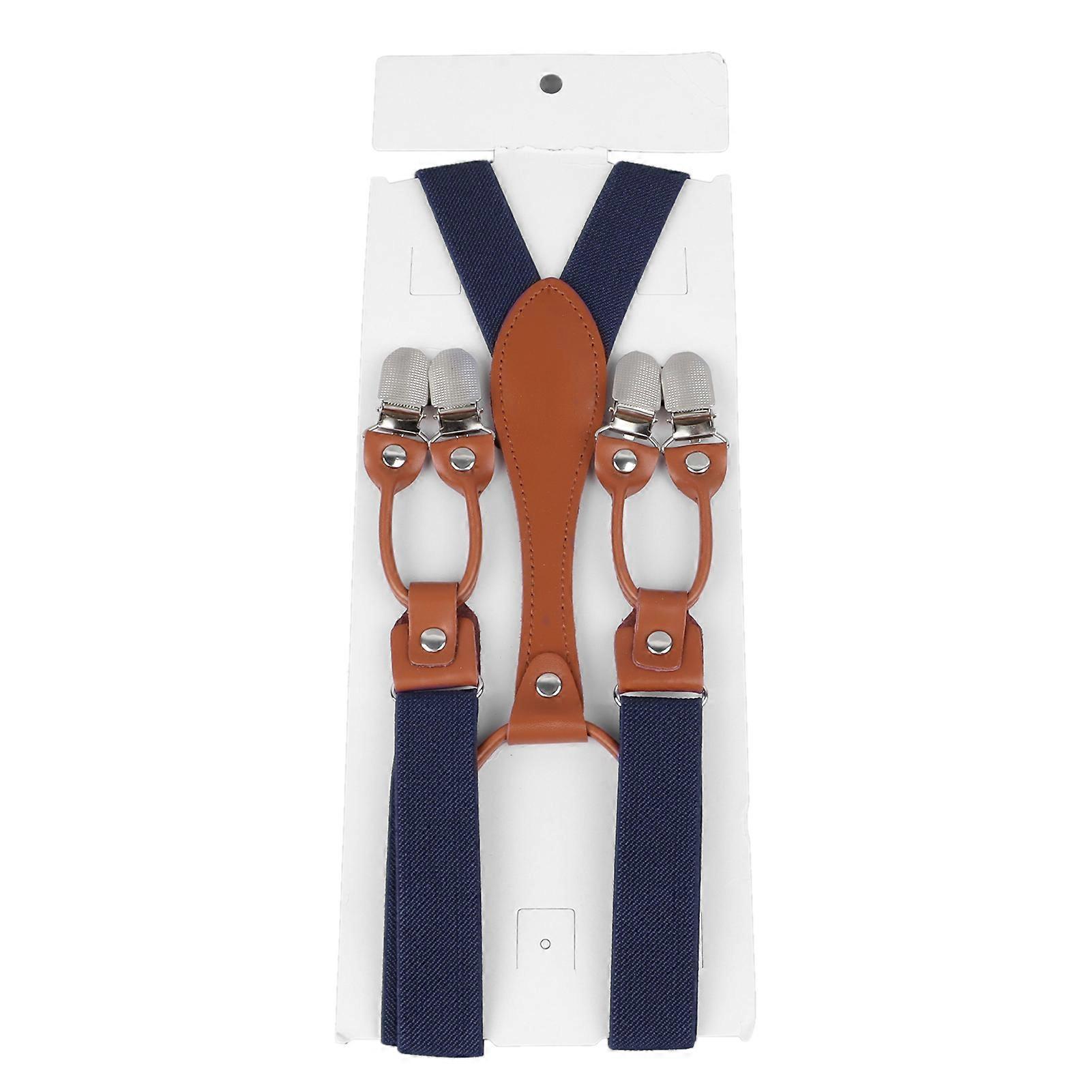 Men's suspenders, double layer, elastic, adjustable, comfortable and durable, navy blue