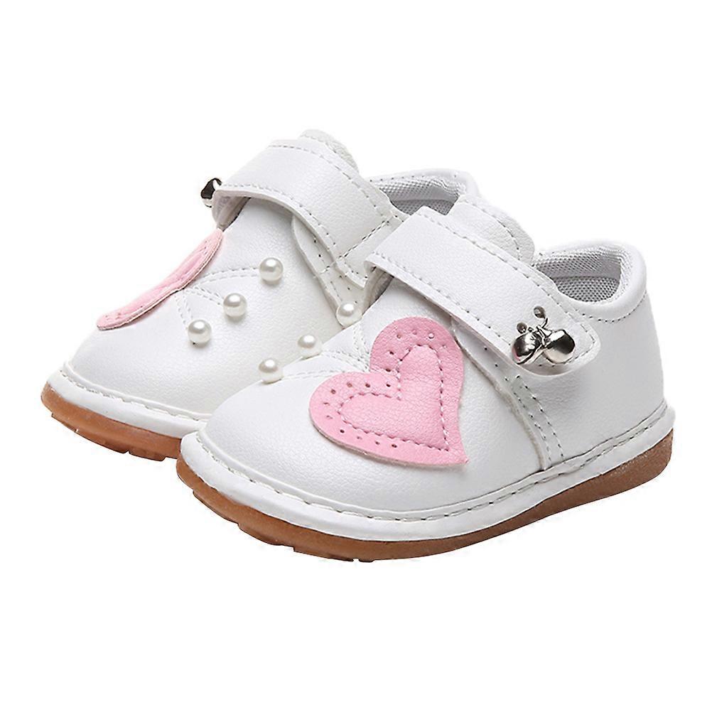 Softsoled Baby Shoes for Toddler Girls in White PU and Rubber Size 19 Perfect for Spring Autumn Wear