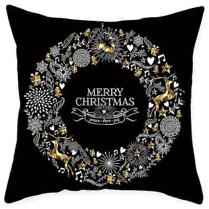 Christmas Decor Golden And Black Pillowcase