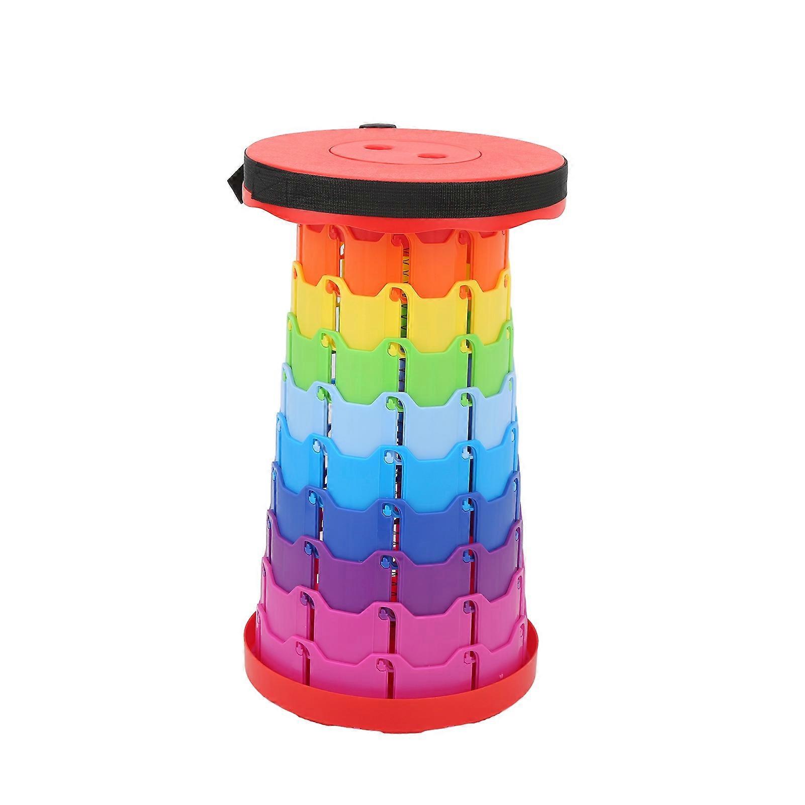 Portable Telescoping Stool 25x25x45cm Collapsible Rainbow Red