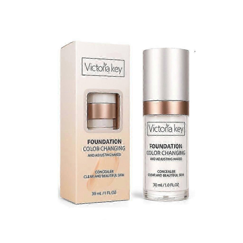 Colour Changing Foundation for Mature & Aging Skin, Naturally Moisturizing Liquid Foundation Makeup Base, Brightens Complexion, Face Cover Concealer f