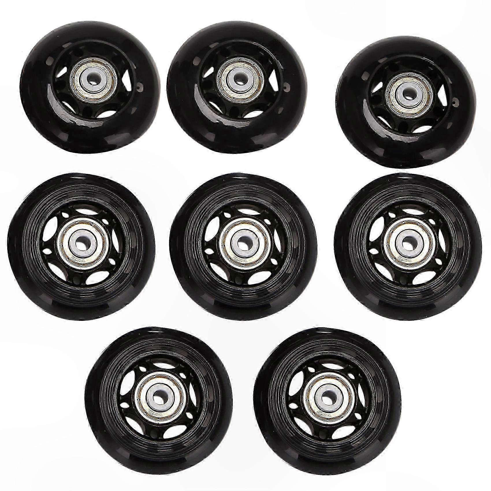 64mm Inline Skate Wheels with Bearings, 8-Pack Roller Skate Accessories