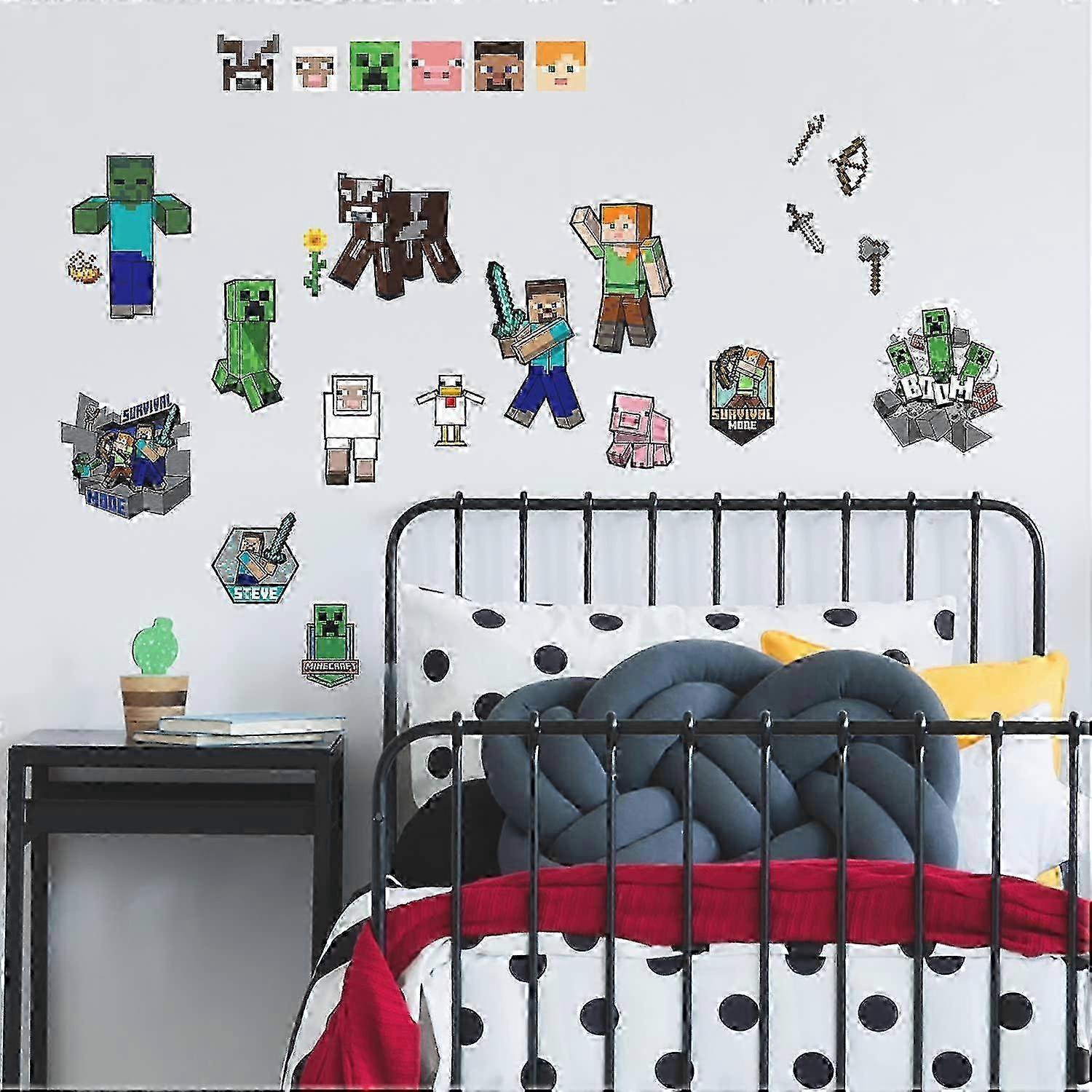 RMK5366SCS Minecraft character peelable and stickable wall stickers, multiple colors available