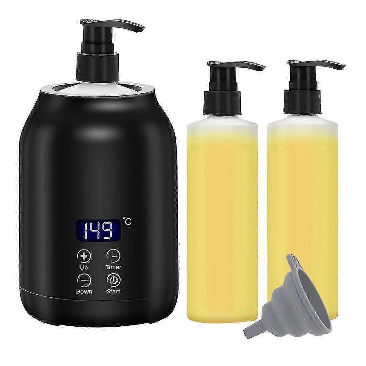 Massage Oil Warmer, Ηλεκτρική ψηφιακή θερμάστρα λαδιού μασάζ με δύο μπουκάλια λαδιού, φορητή λοσιόν Heate