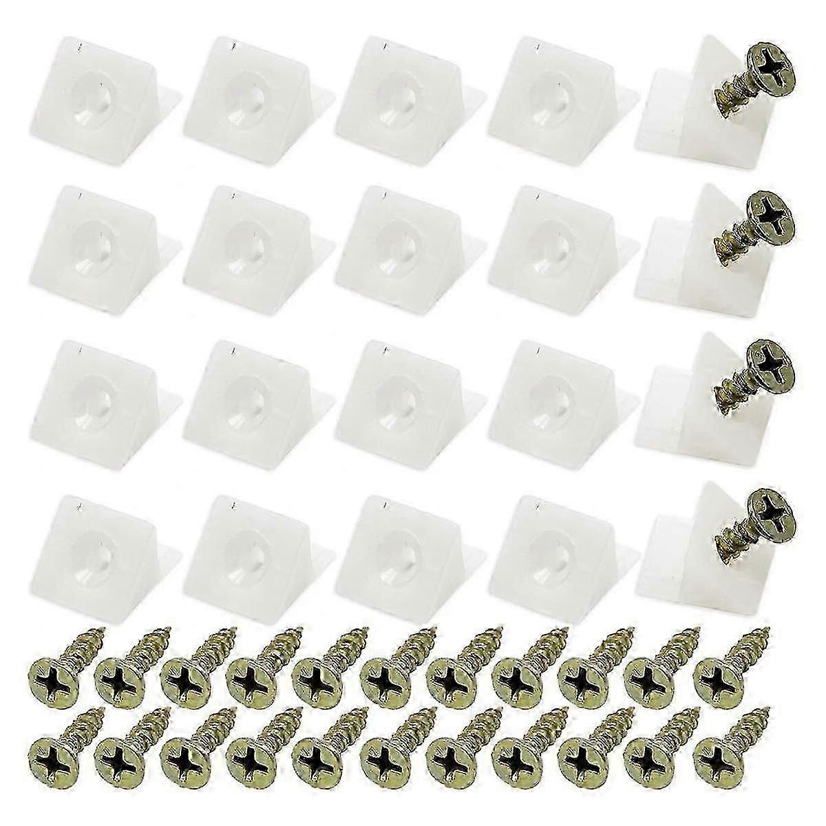 50 Pcs Drawer Supports, White Plastic Drawer Bottom Sagging Repair Fixing Mending Wedges with Screw
