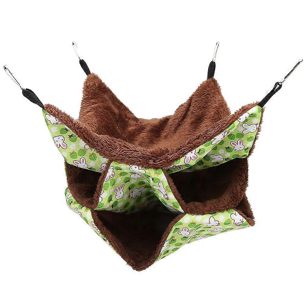 Three Layer Small Pet Warm Hammock Hanging Bed Sleeping Bag for Hamster Sugar Gilder SquirrelsGreen