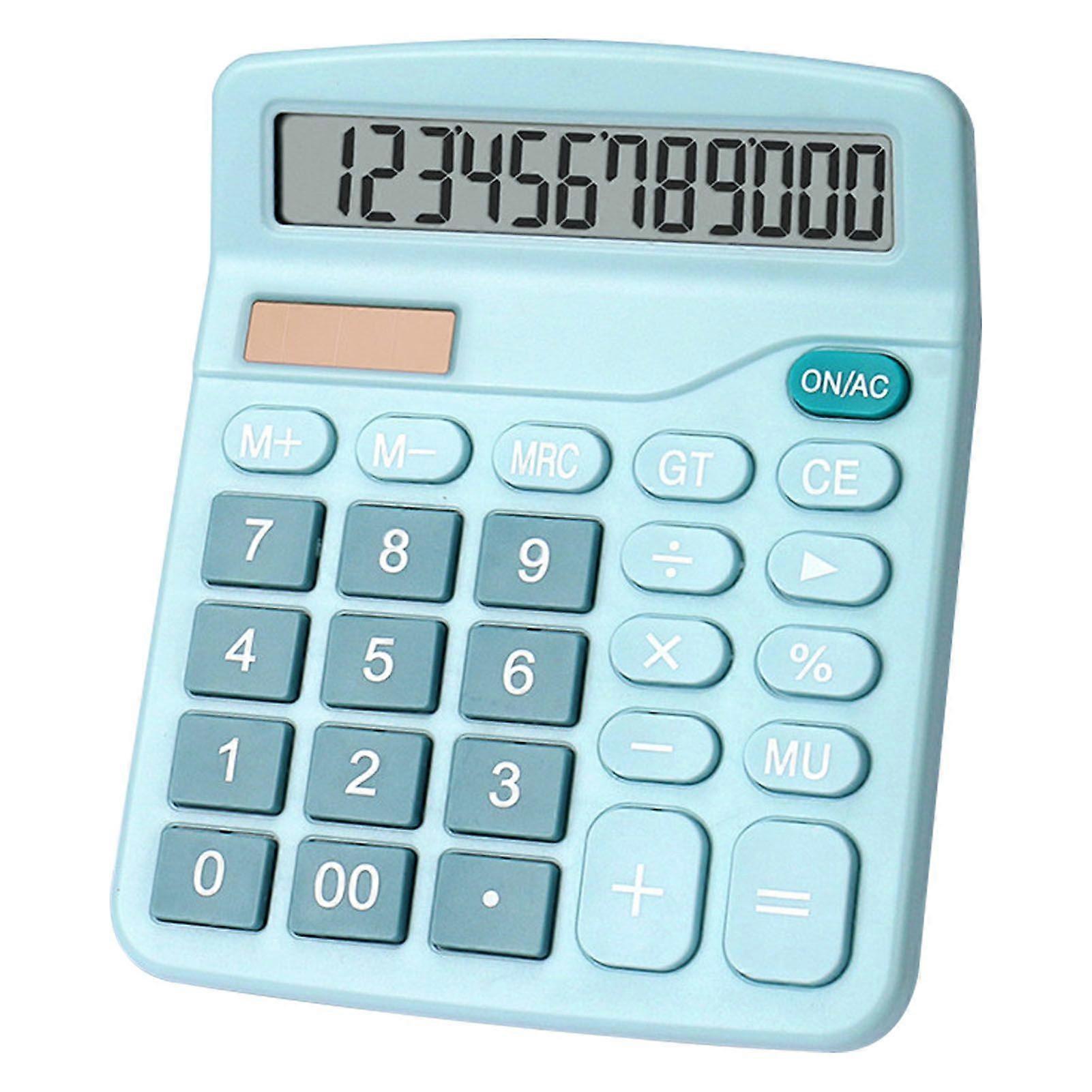Solar Calculator Multifunctional Fashionable Cute Small Digital Desktop Calculator for Students Home School Blue