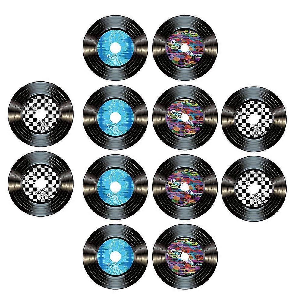 Black Vinyl Record Decor for Wall Decor 12Pcs Retro Paper Records