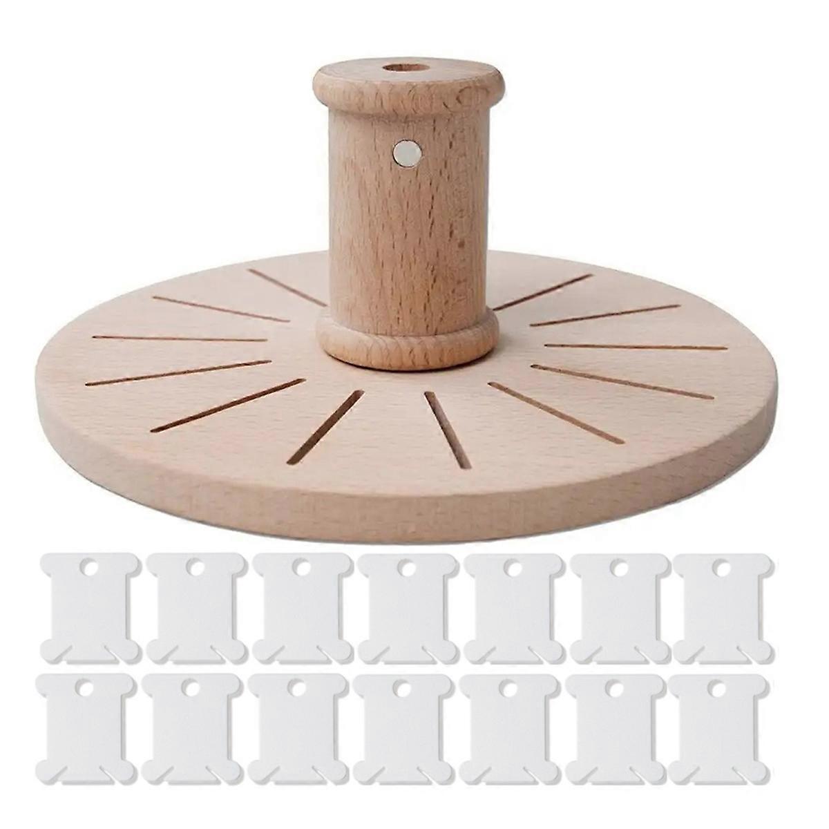 Bobbin Rack for Embroidery Round Wooden Floss Bobbin Holder