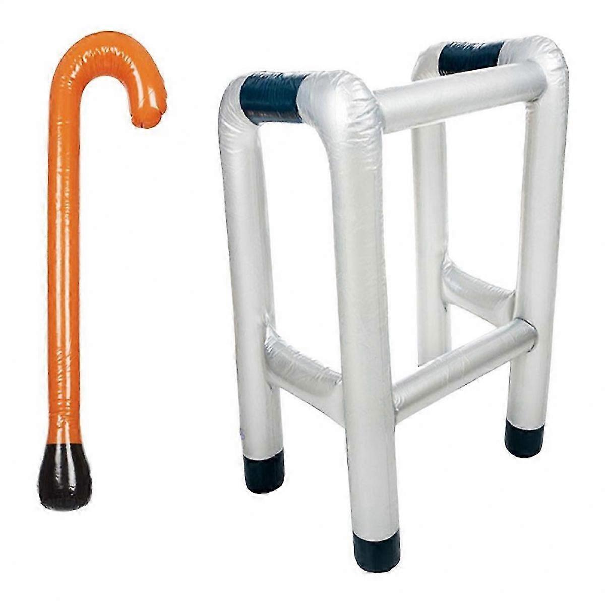 Blow Up Party Prop Inflatable Zimmer Frame And Walking Stick For Masquerade Party 2Pcs