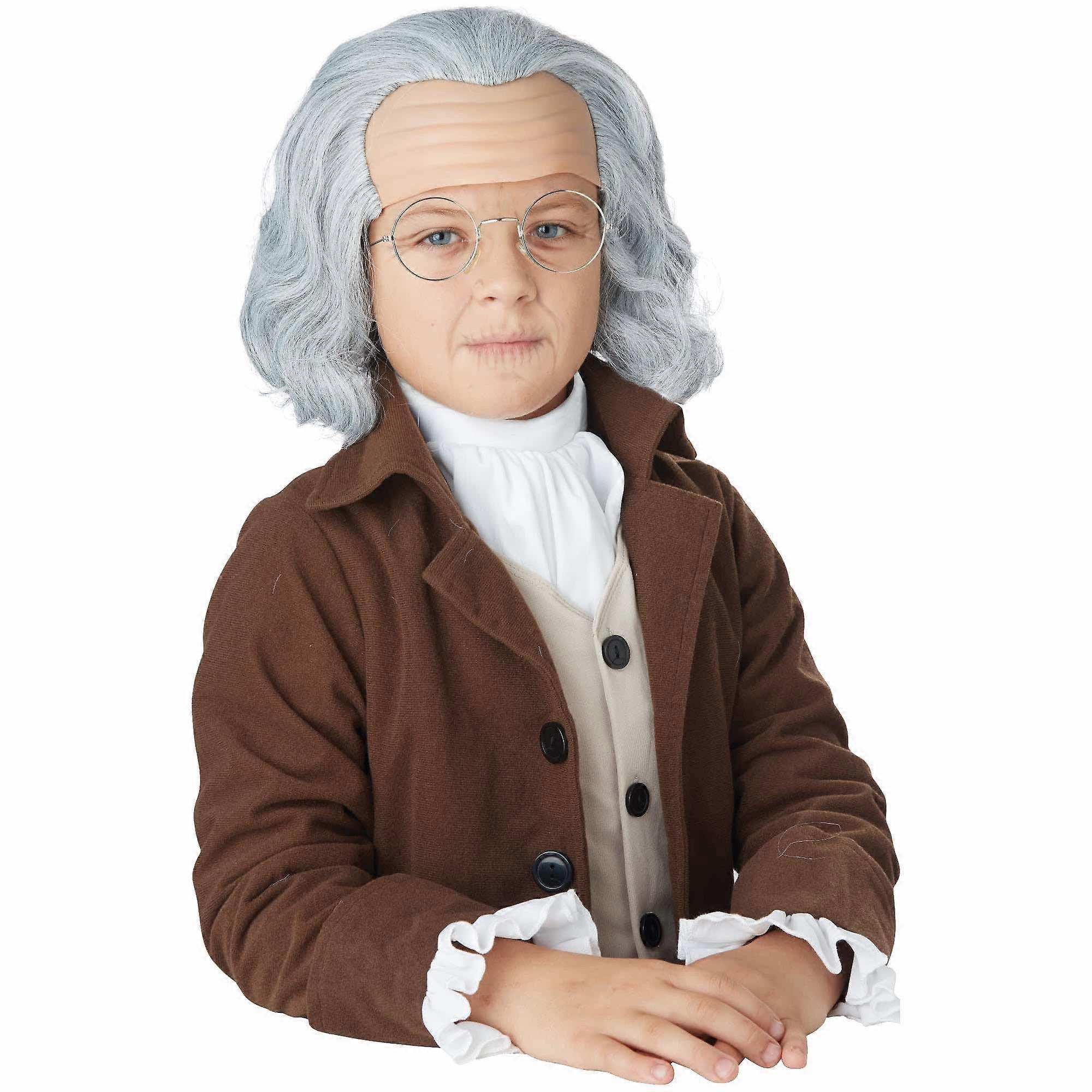 Benjamin Franklin Old Man Bald American Historical Patriot Boys Costume Wig