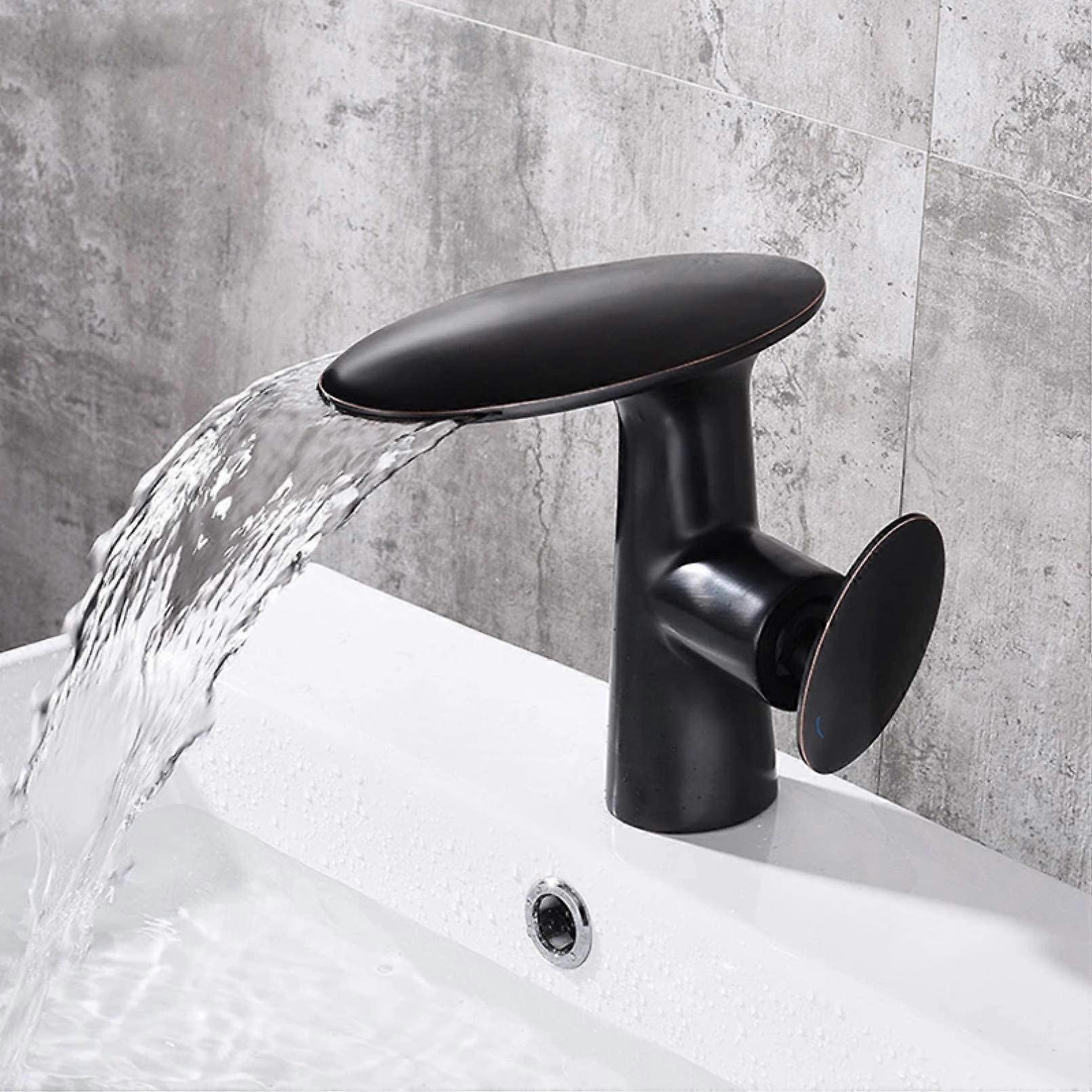 Faucets Chrome Black White Finish Basin Faucet Waterfall Bathroom Faucet Single Handle Basin Mixer Brass Sink
