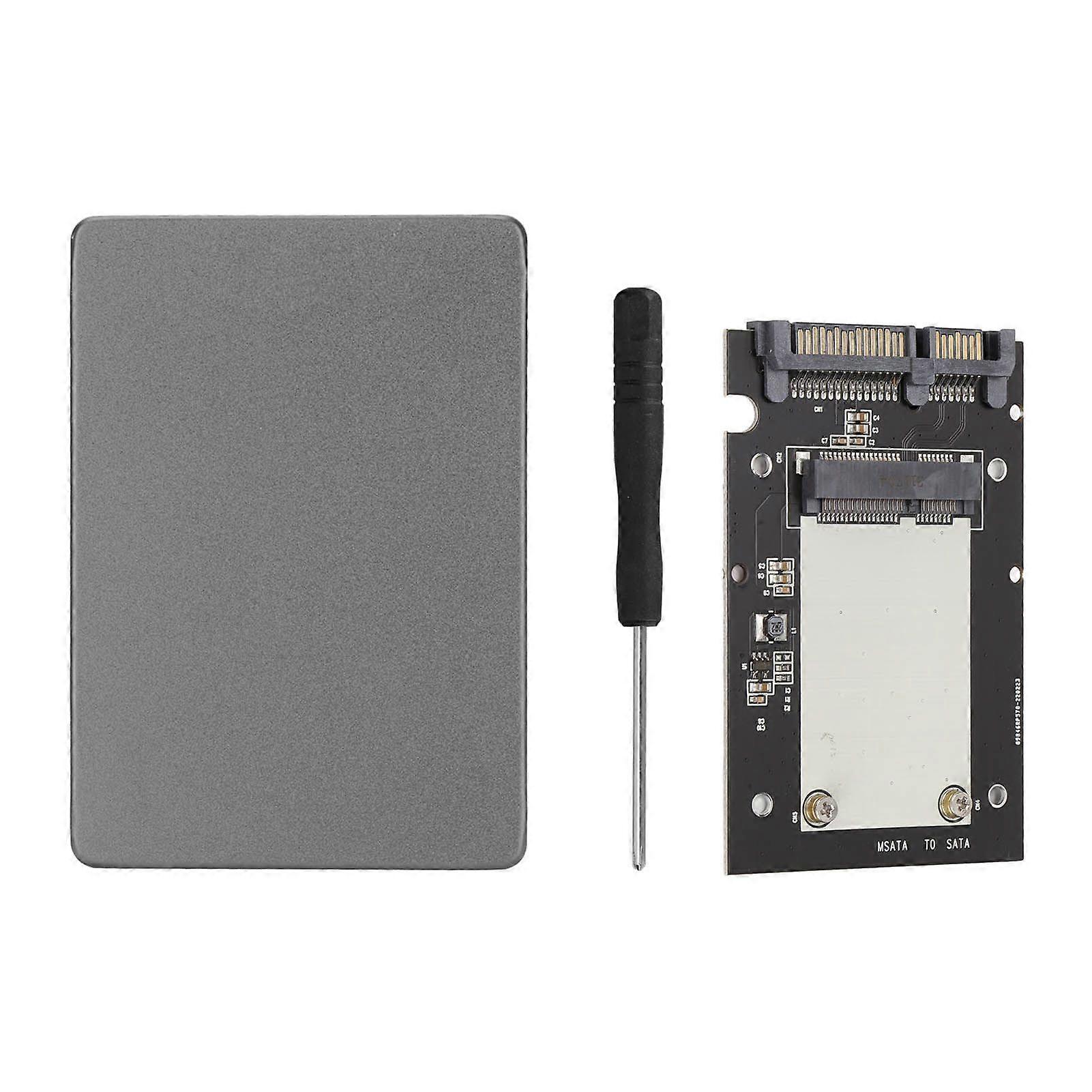 Aluminum Alloy SSD Adapter Enclosure 6Gbps Date Transmission Ultra Thin MSATA TO SATA3.0 Hard Disk Adapter Card for Computer Gray (Not Inclube Hard D