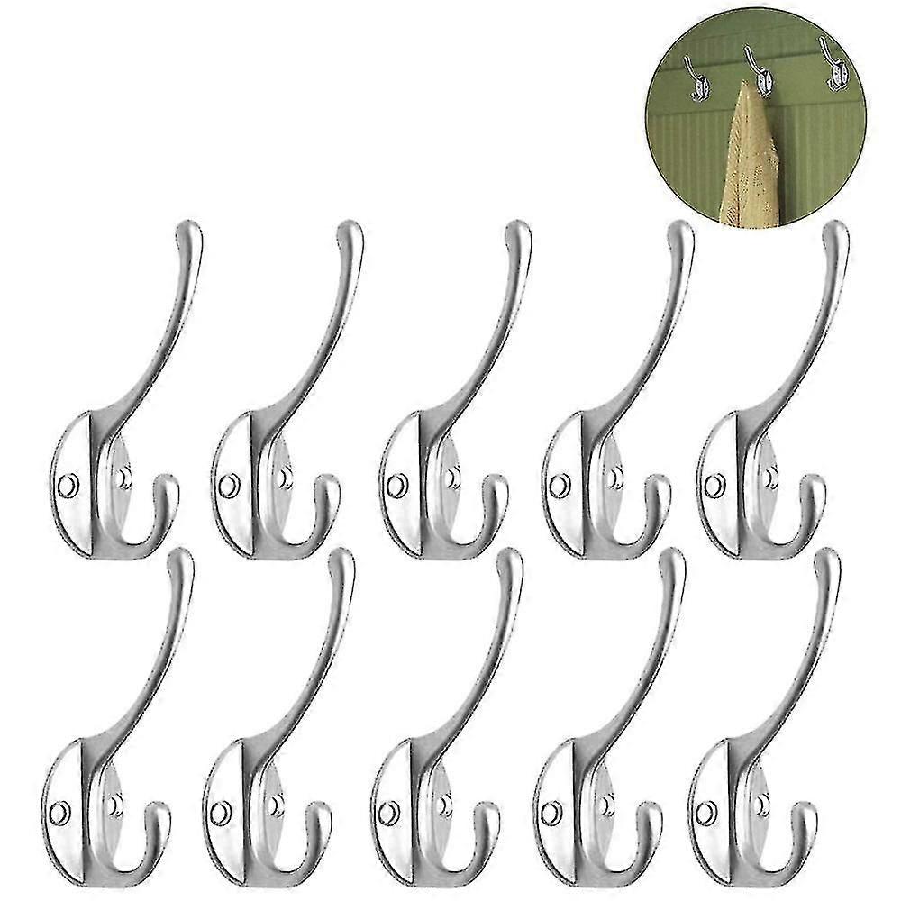 10 Pack Rustic Coat Hooks Wall Mounted Heavy Duty Double Hooks Retro