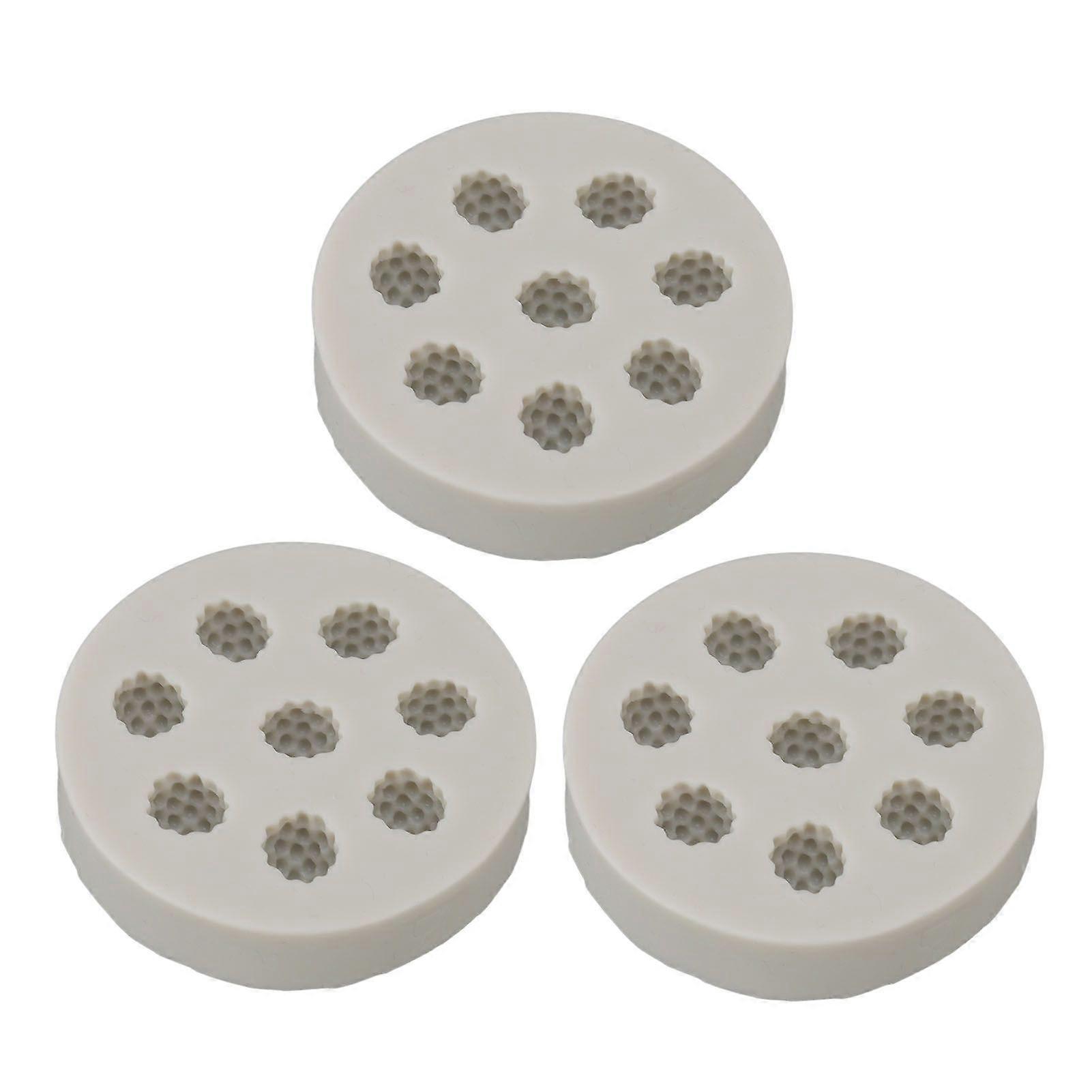 3Pcs Silicone Mold Raspberry Shape Easy Demoulding Flexible Soft Grey Baking Mold for DIY Cake Fondant Chocolate