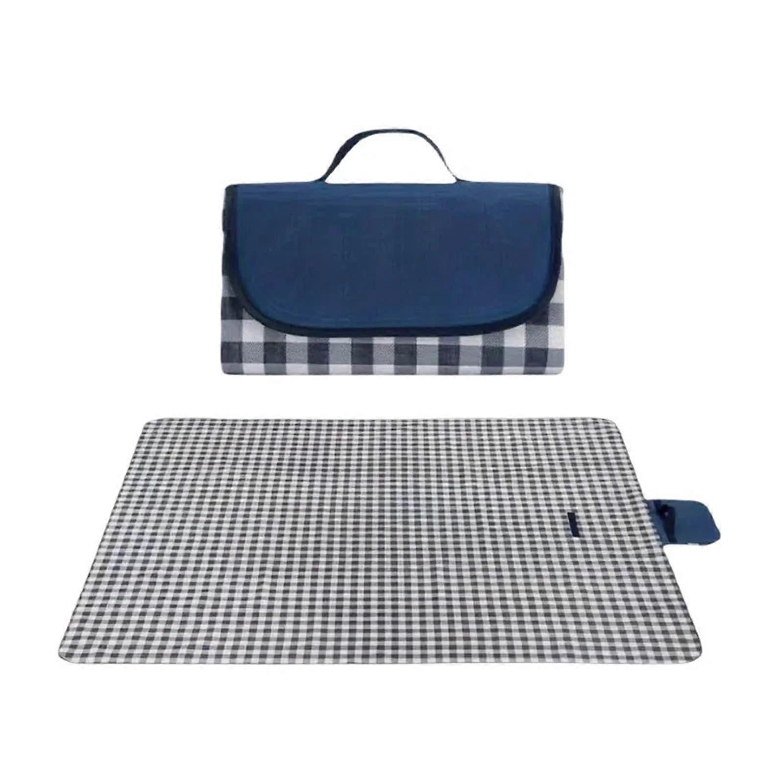 Picnic Blanket 80x57 Inches, Large Sand And Waterproof Beach Mat, Indoor And Outdoor Use, Deep Blue
