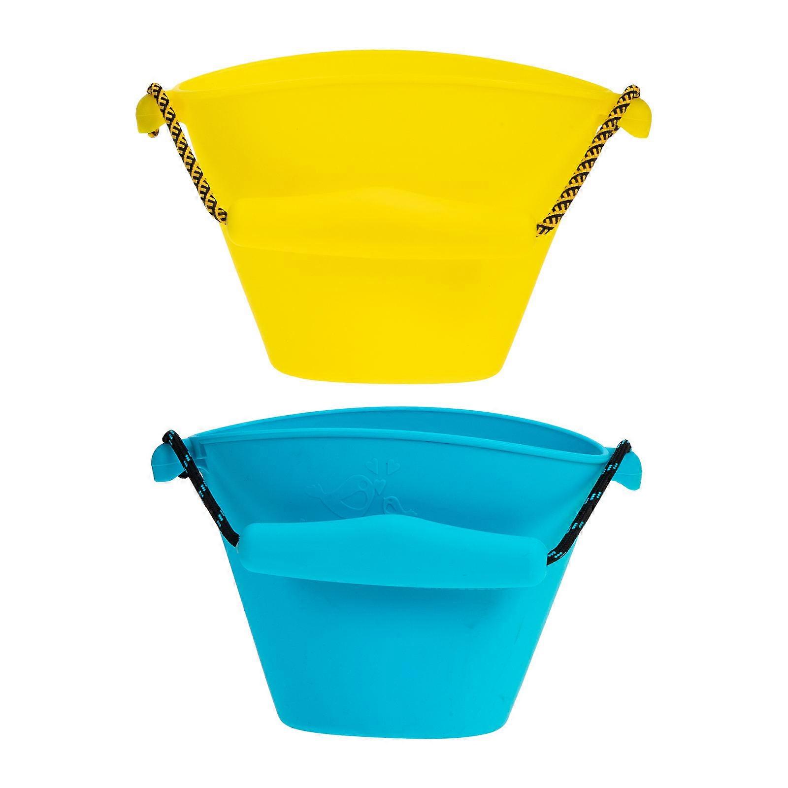Assorted Color Silicone Sand Bucket for Kids Beach Play 8Pcs Portable