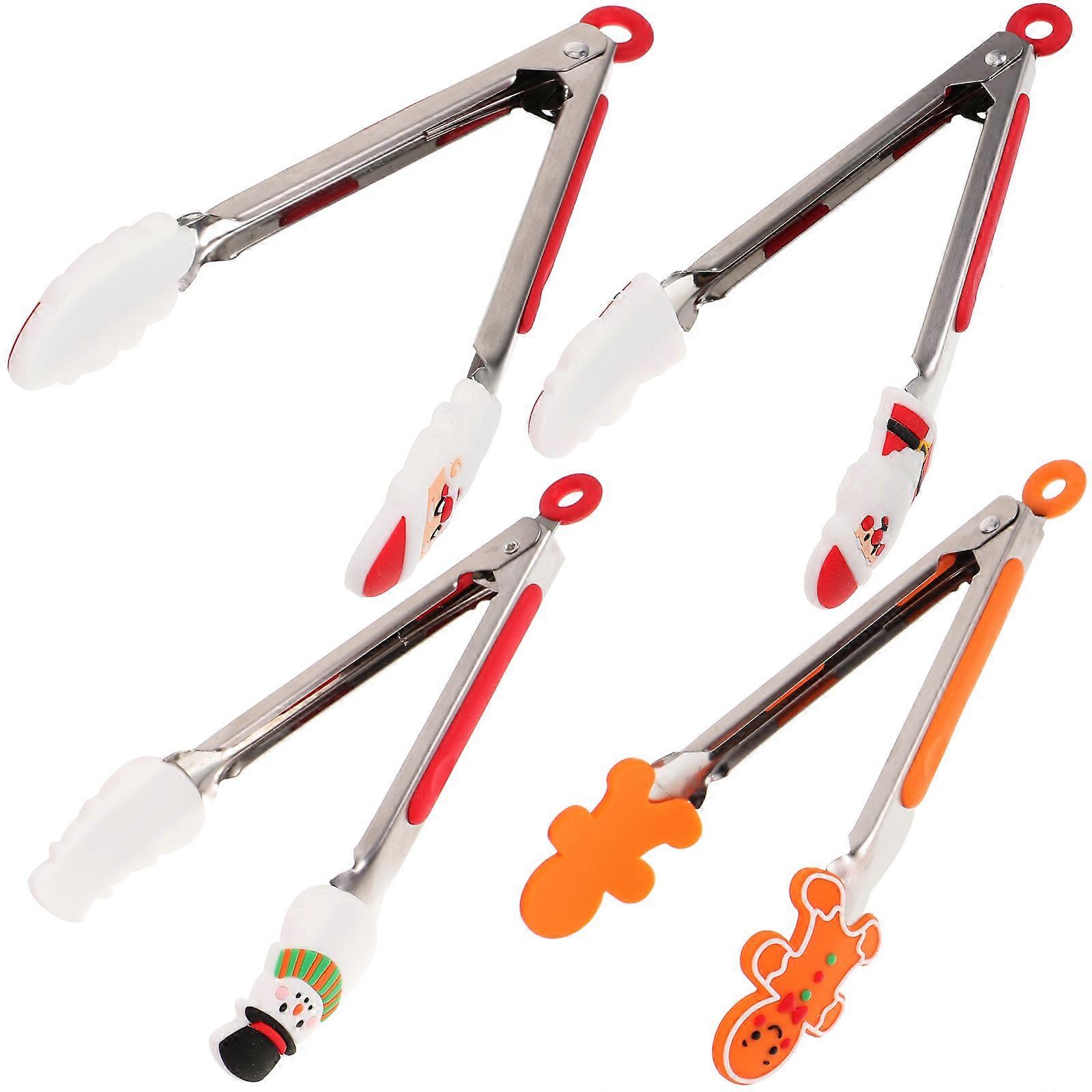 8 Pcs BBQ Grilling Tongs Assorted Color Grill Handling Tools For Christmas Party And Camping Certified Long Handle For Safety