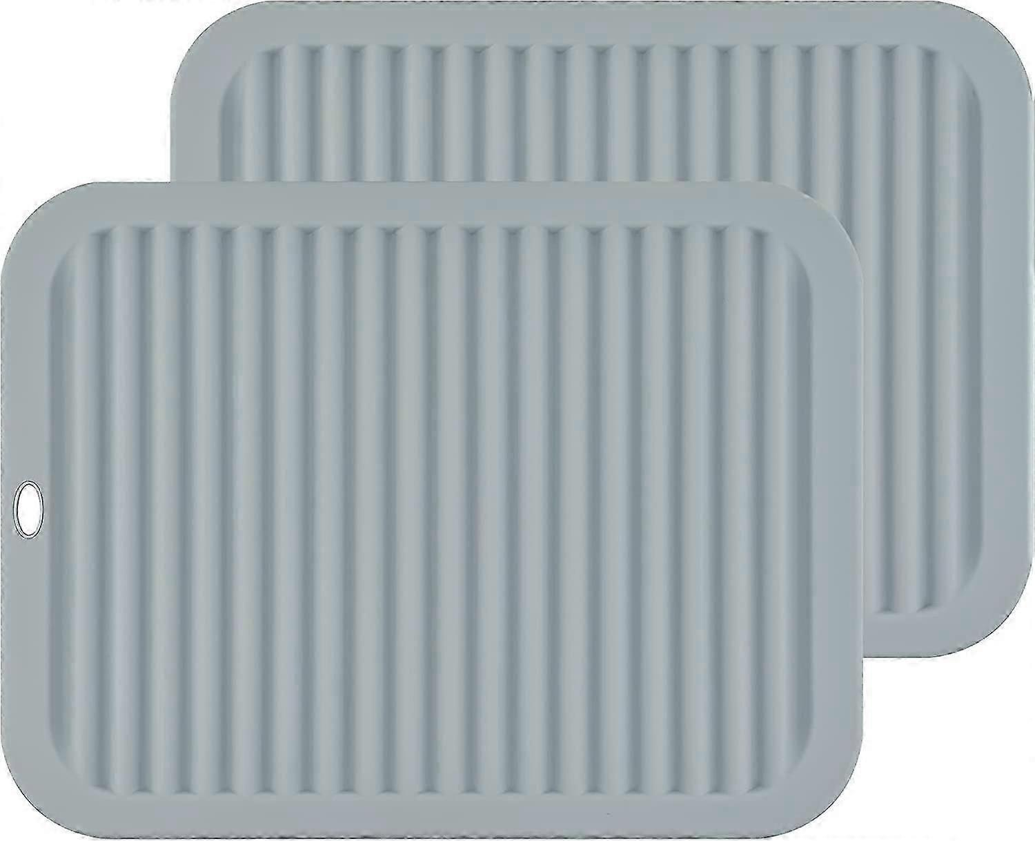 Set of 2 Large Versatile Silicone Trivets and Potholders - Rectangular - Light Gray23x30x0.6cm