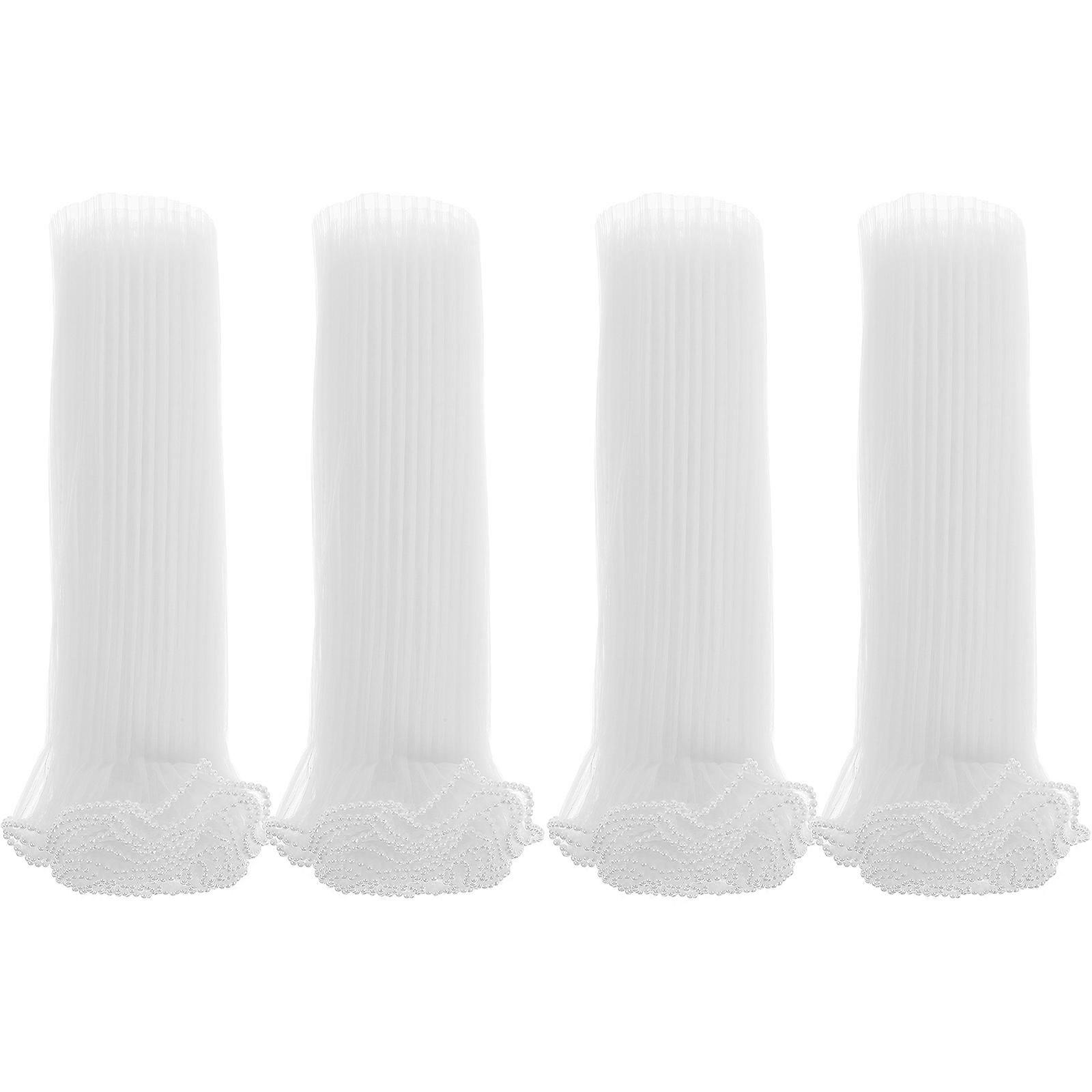 Roses Packaging Wraps for Wrapping 4Pcs White Flower Mesh Paper