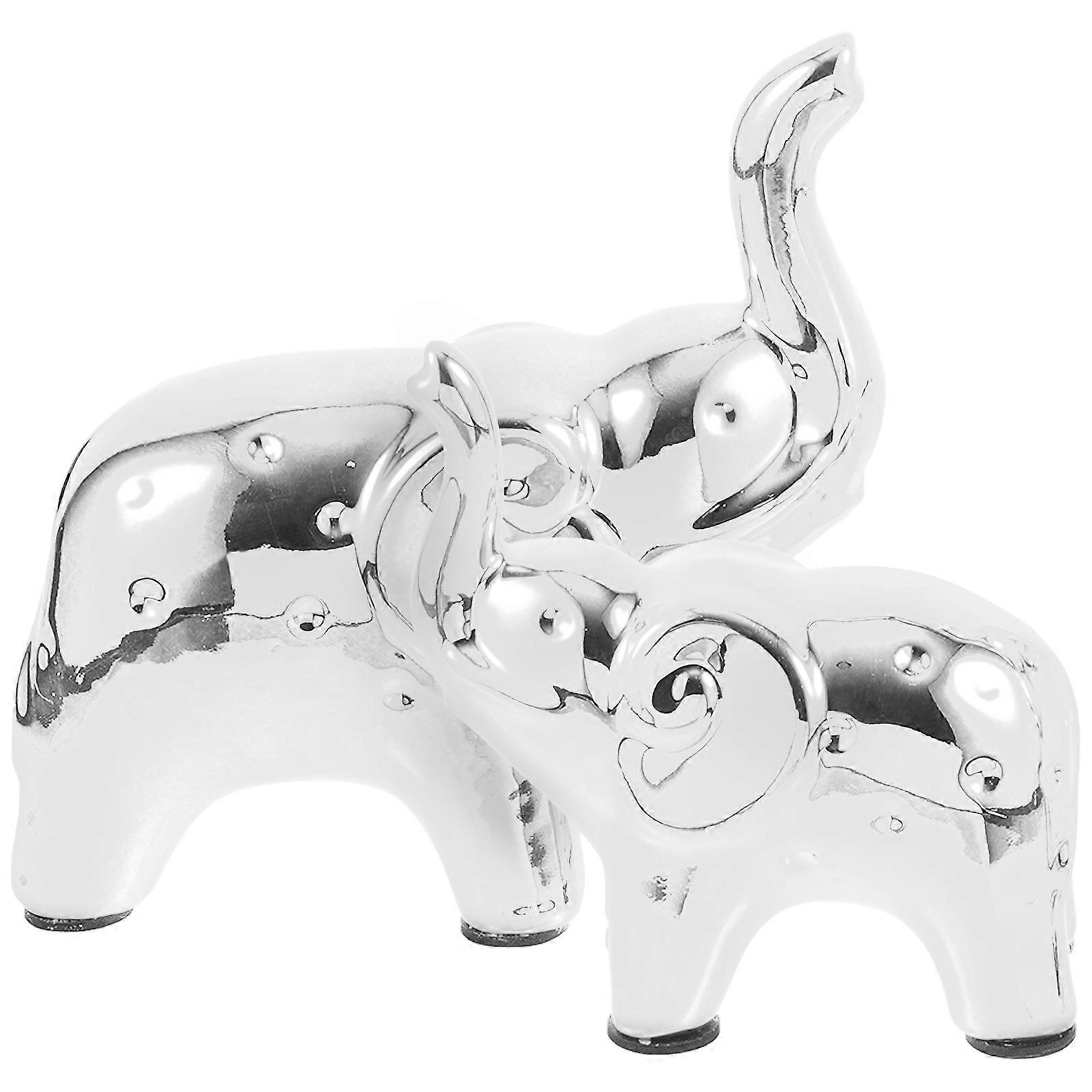 Decorative Elephant Statue Ceramic Elephant Ornament for Decor 6Pcs Set