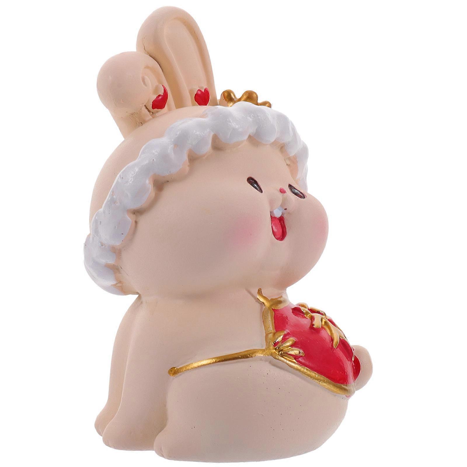 Red Resin Rabbit Statue for Decoration 2Pcs Delicate Rabbit Figurine Set