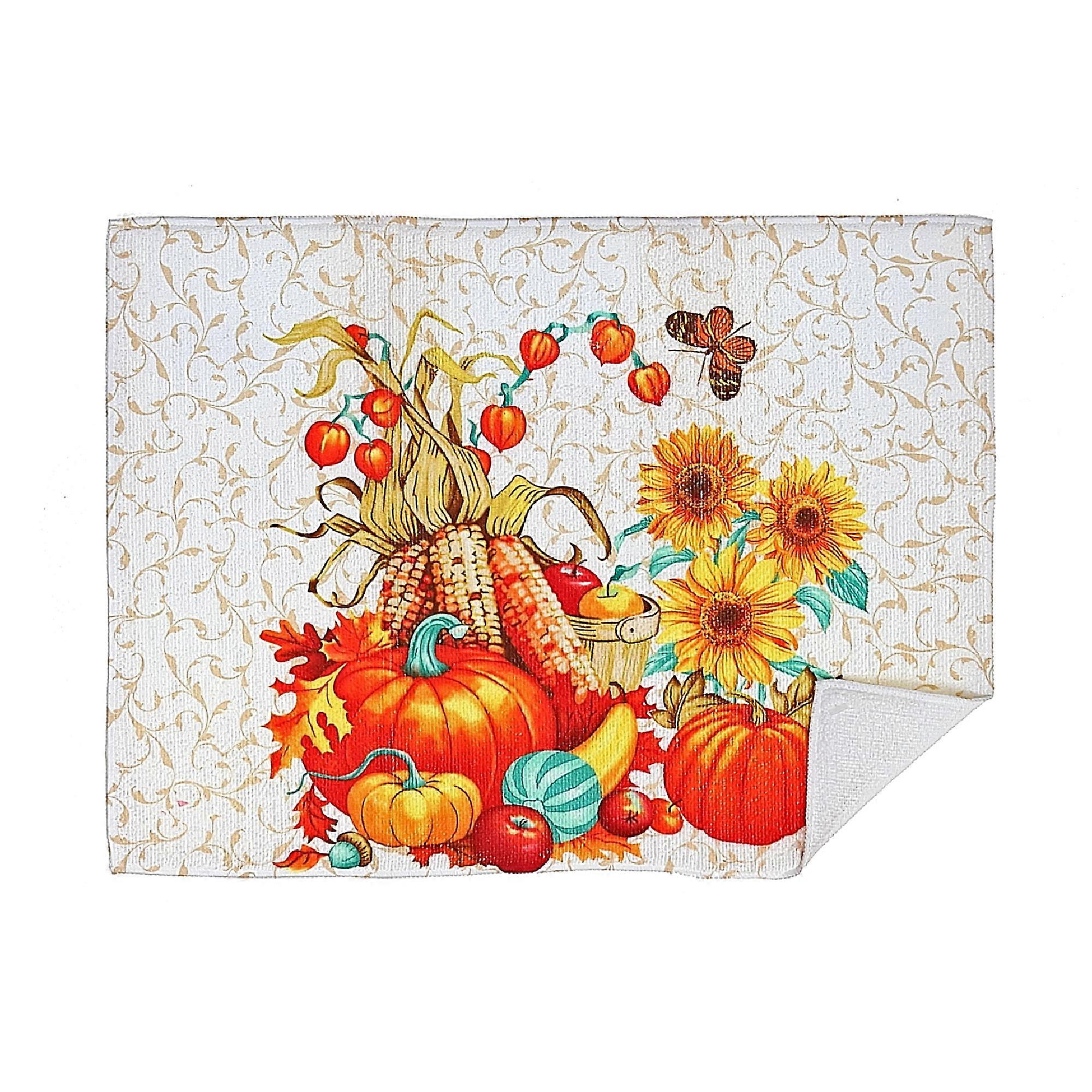 Maison Concepts Microfibre Drying Mat (Happy Harvest) - Set of 2 (15L X 20W X 1H)