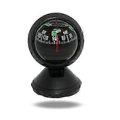 Car Compass with Degree Display, Self-Adhesive Compass Ball for Car Dashboard Decoration (Black)