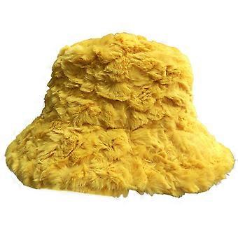Winter Basin Hat Vintage Plush Solid Color Thicken Soft Cold-proof with Brim Round One Size Winter Fisherman Hat for Students 26s