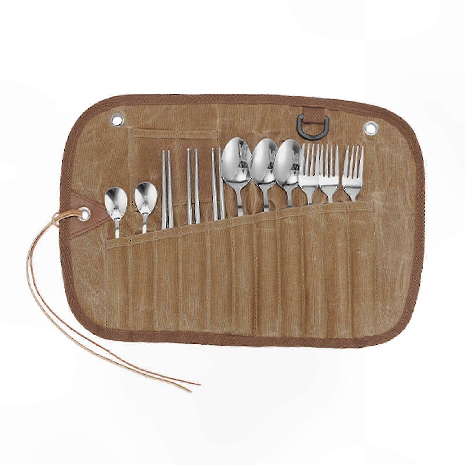 Canvas Storage Bag for Outdoor Tableware and Cookware Organization