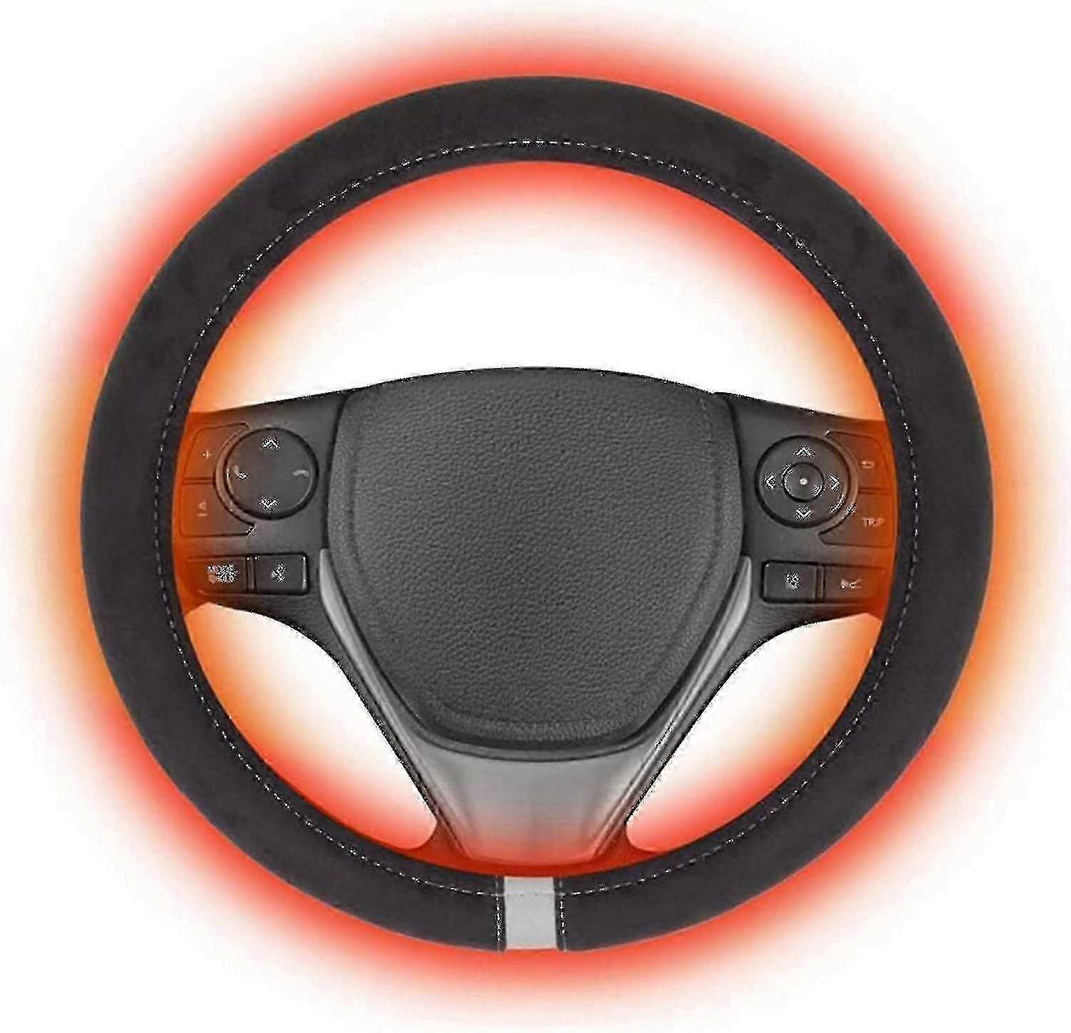 Auto Beheizte Lenkradabdeckung 12v 15 Im Auto Universal Winter Lenkradheizung Handwärmer Radschutzabdeckung-zzy