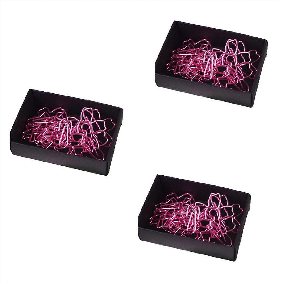 12pcs Plated Pink Paper Clips Paper Needle Bookmark