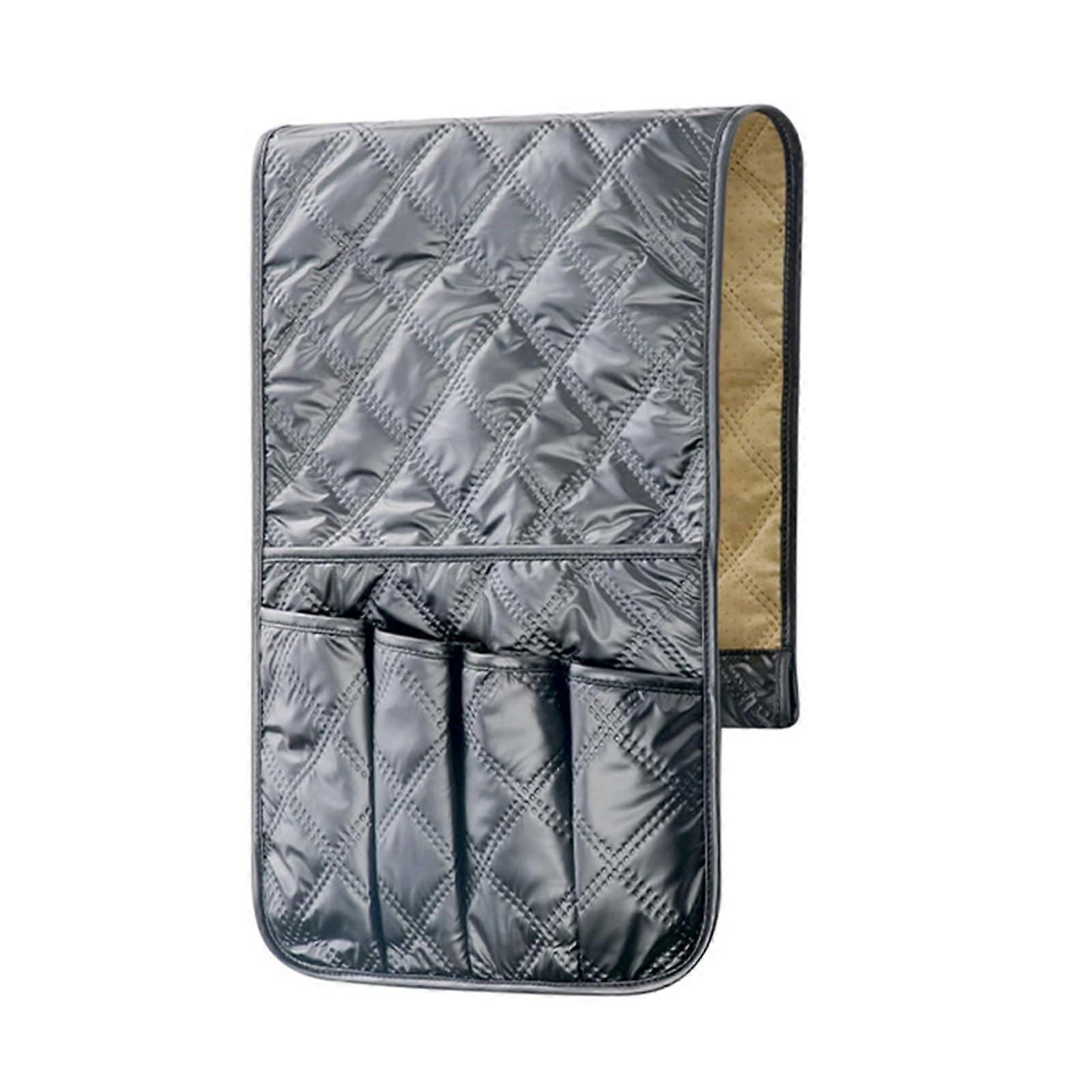 Foldable Open Storage Bag, 5Pocket Sofa Armrest Organizer, Remote Control Holder, Recliner Caddy for TV Remotes, PU Black