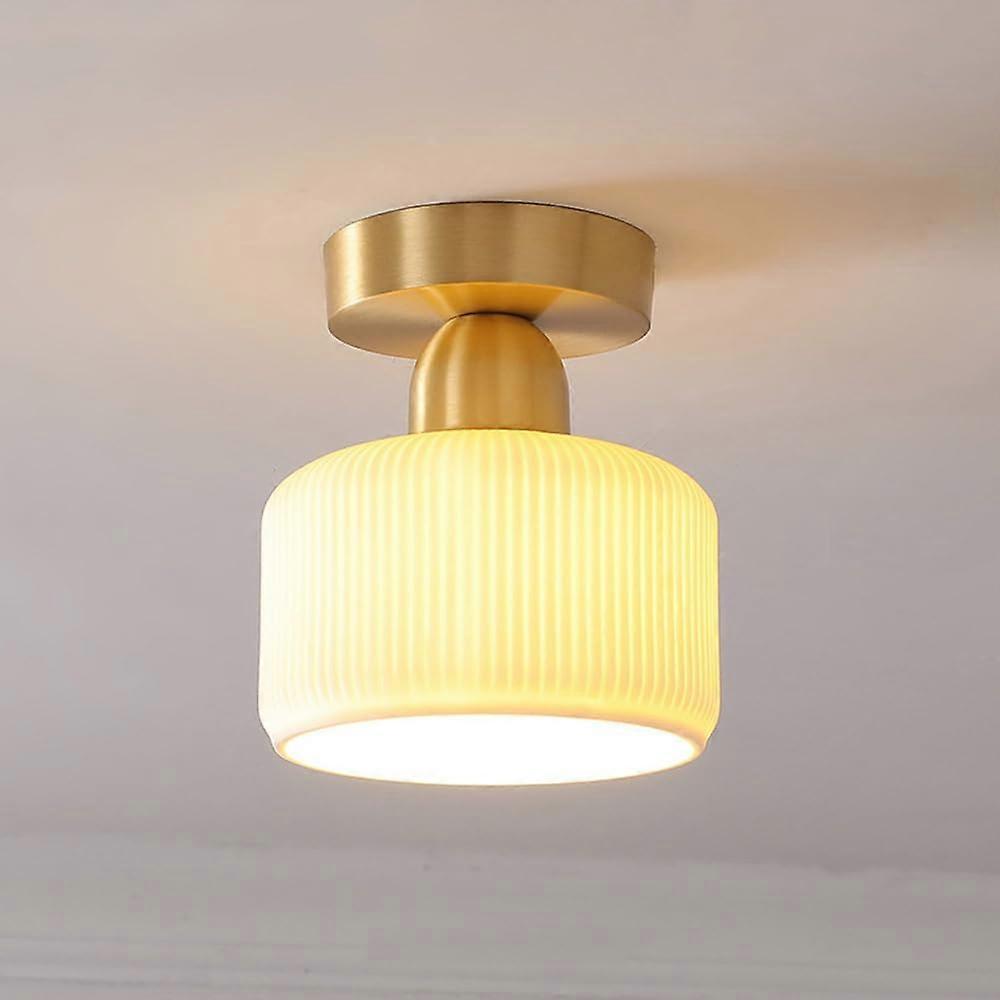 Japanese Style White Ceramic Ceiling Light Fixture 1Light Flush Mount Small CloseToCeiling Model One Color A