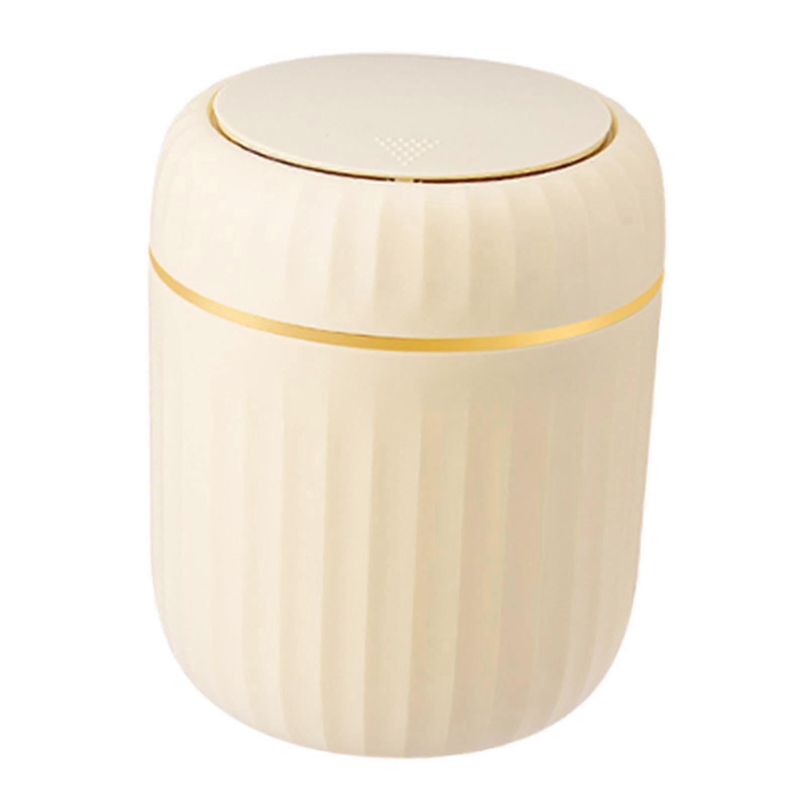 Mini Trash Container With Lid, Desktop Waste Bin For Vanity And Tabletop Use, Yellow, Compact Desk Trash Can