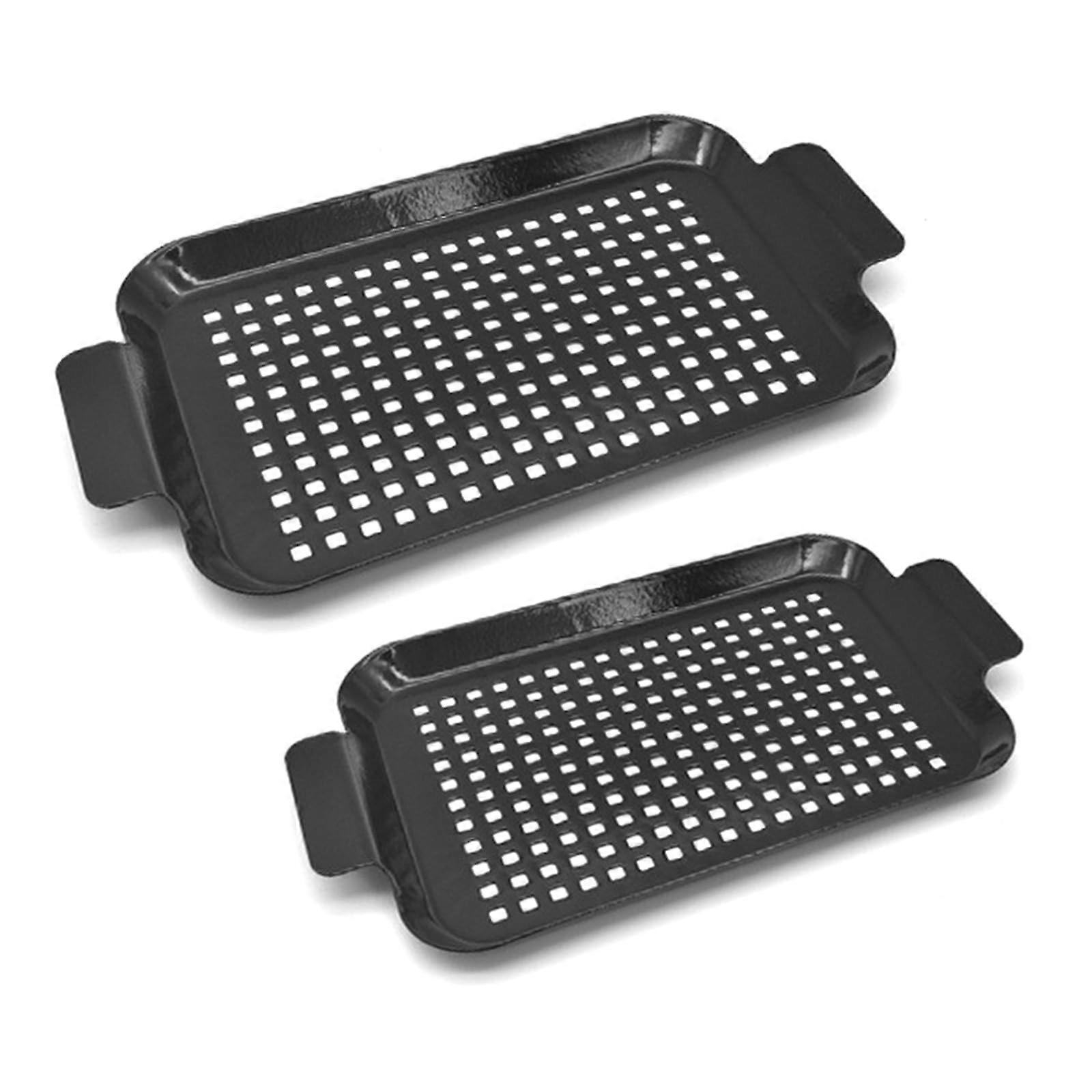 Baking Tray Middle Size and Small Size Pack Of 2 Grills Pans Rapid Heat Distribution Nonstick Coating Camping BBQ