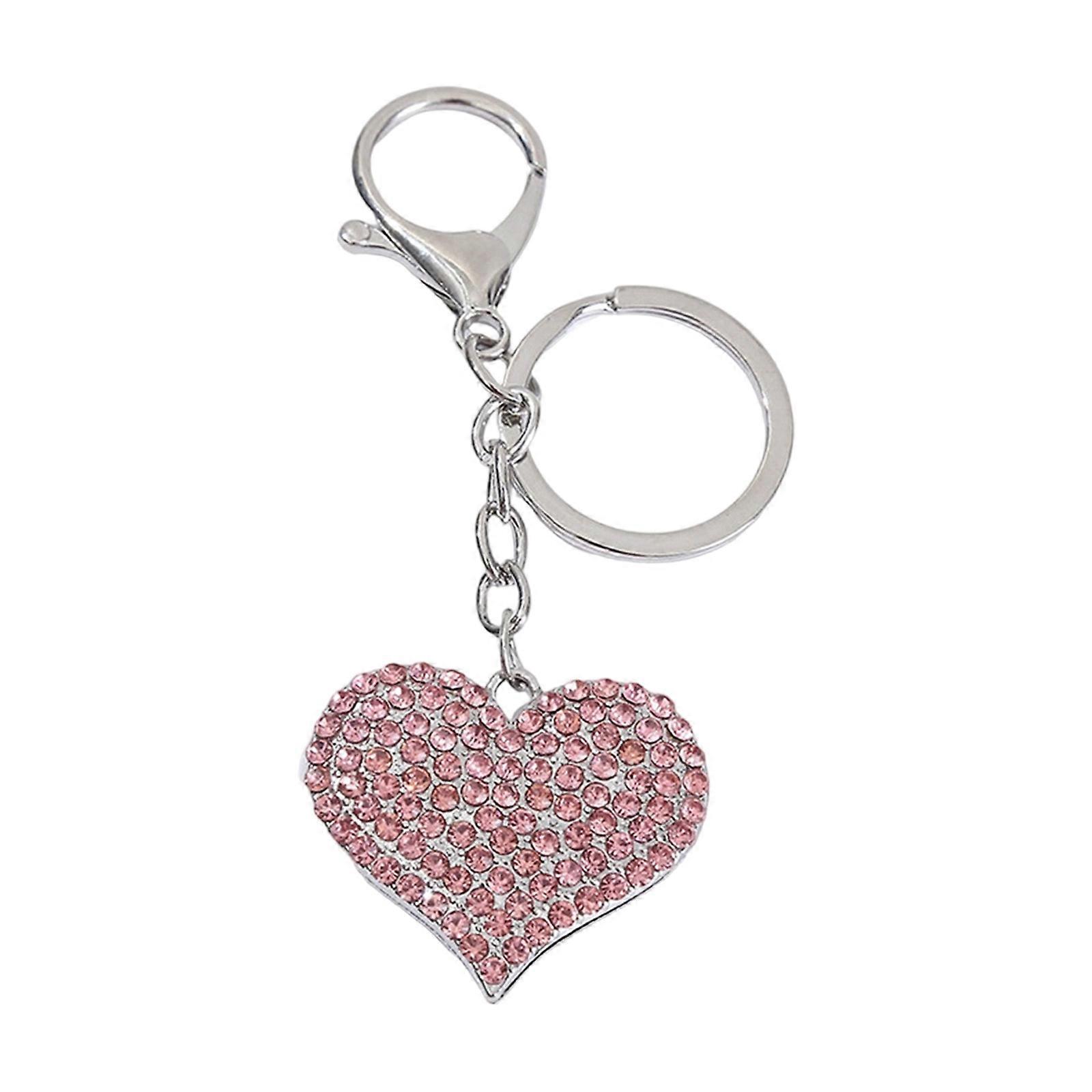 Creative Heart Keychain Pendant Charm Gift With Rhinestones Embellishments And Reliable Locking Clasp Design Multicolor
