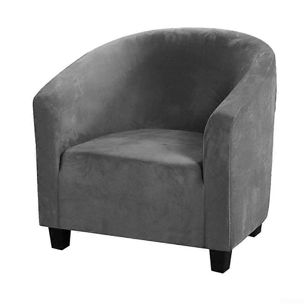 Plush Upholstered Chair Covers Soft Plush Fabric Universal Fit For Various Chair Styles With Elastic Straps Gray