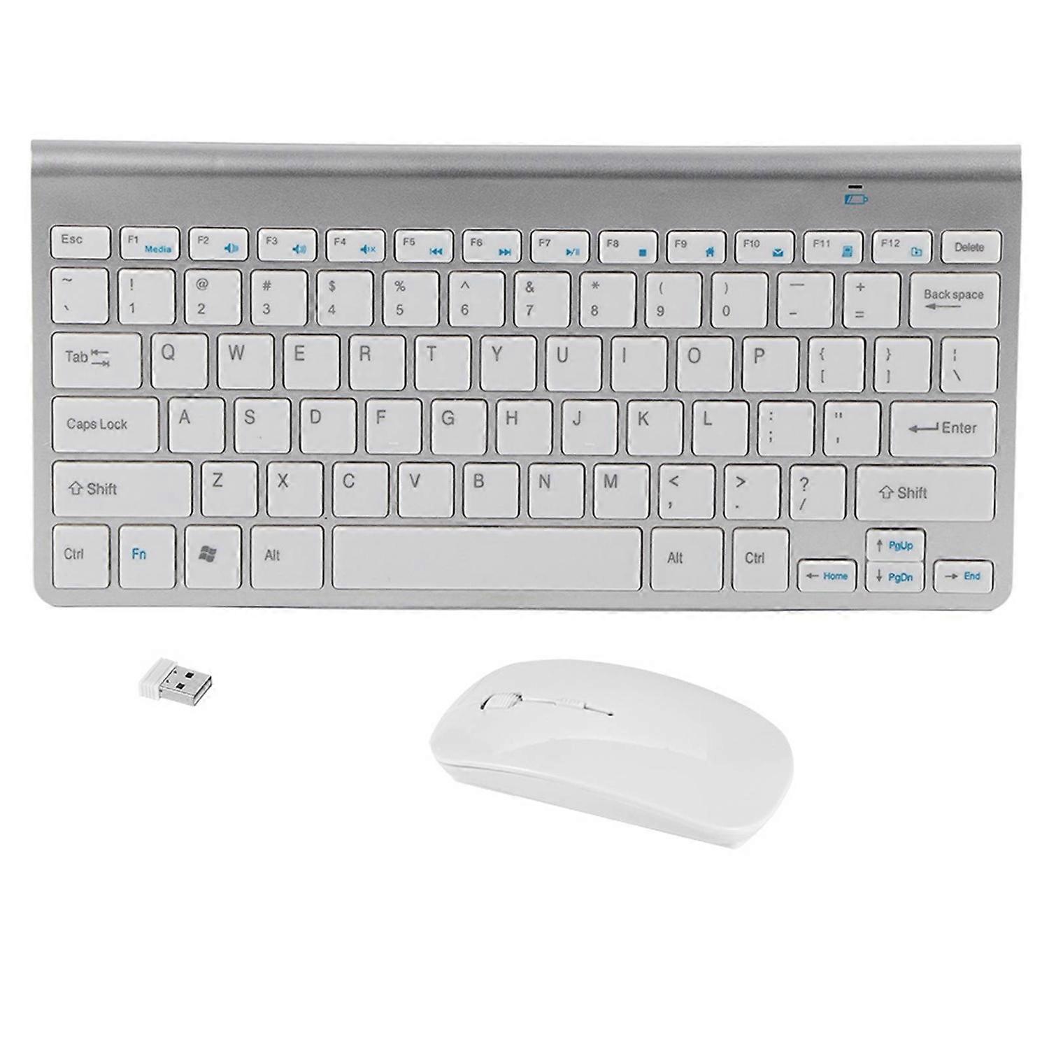 Slim 2.4GHz Wireless Keyboard and Mouse Kit for Desktop Laptop Silver