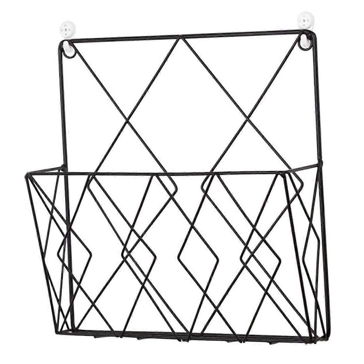 WallMounted Iron Book Container RustResistant Black Finish Wall Hanging Magazine Holder Bookshelf Organizer for Home