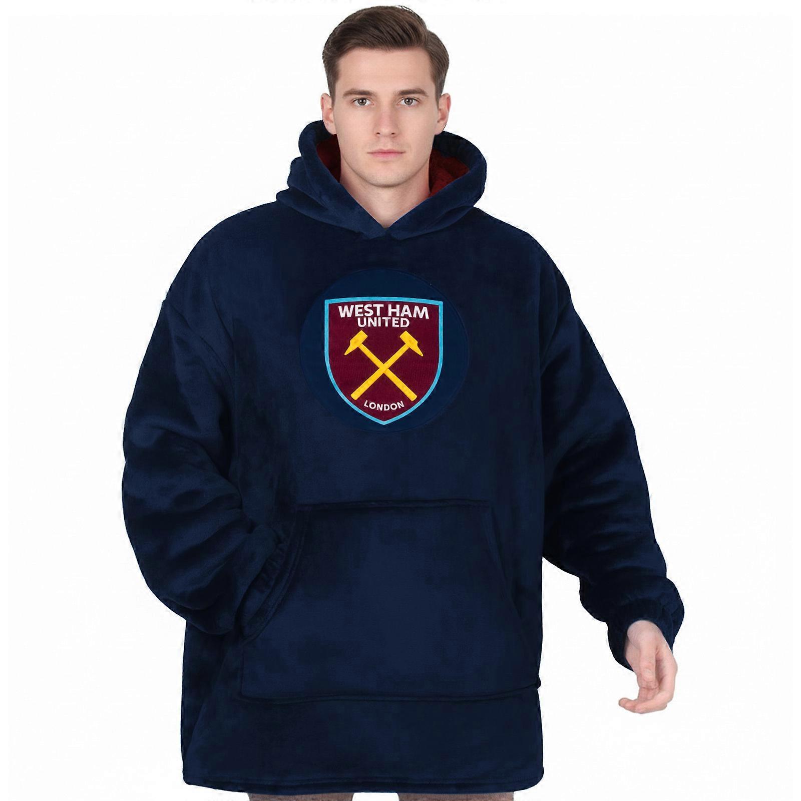 West Ham United FC Adults Oversized Hoodie Blanket - Sherpa Fleece Lined Official Football Gift