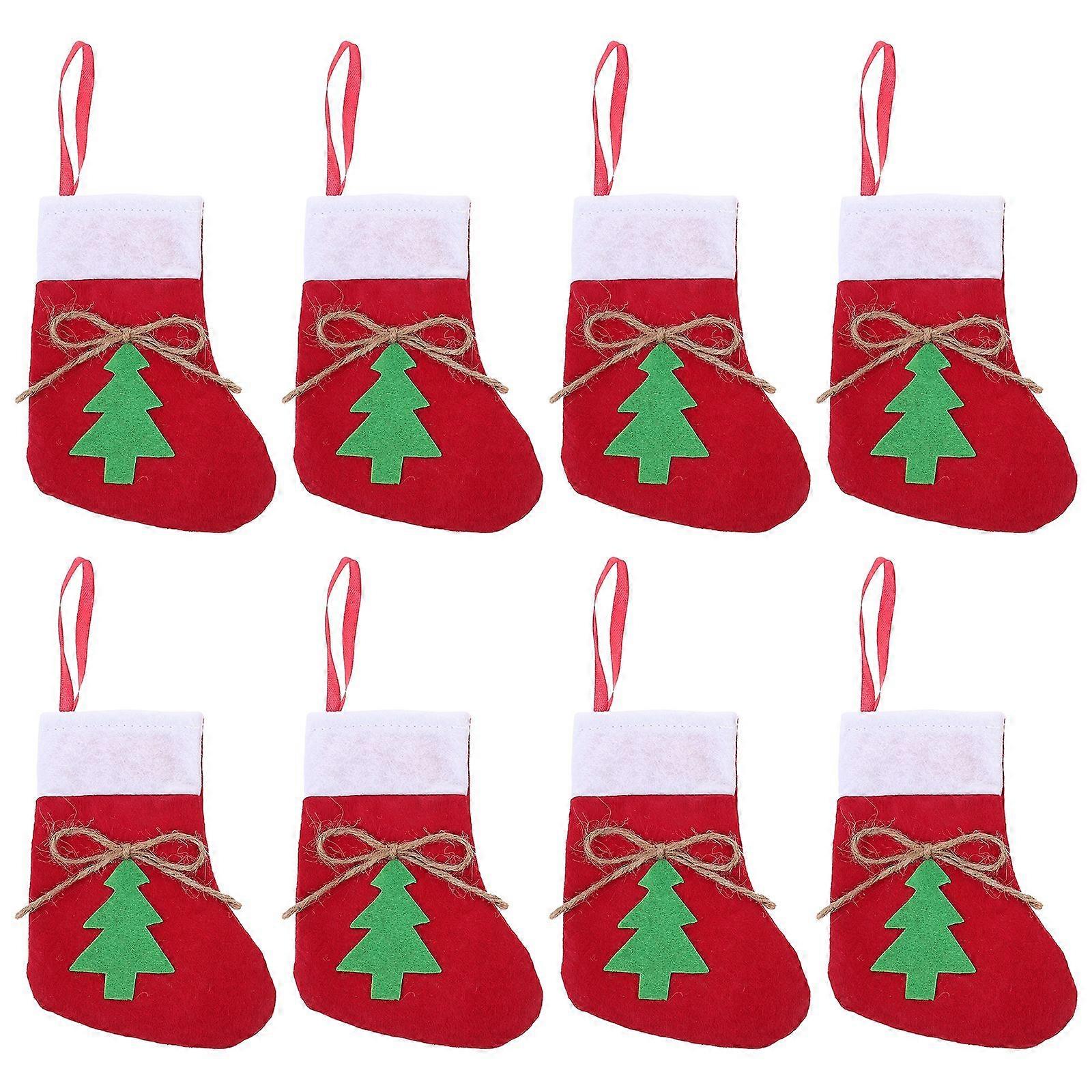 8pcs Stocking Silverware Holders Mini Xmas Socks Tableware Holder Christmas Spoon Fork Bag
