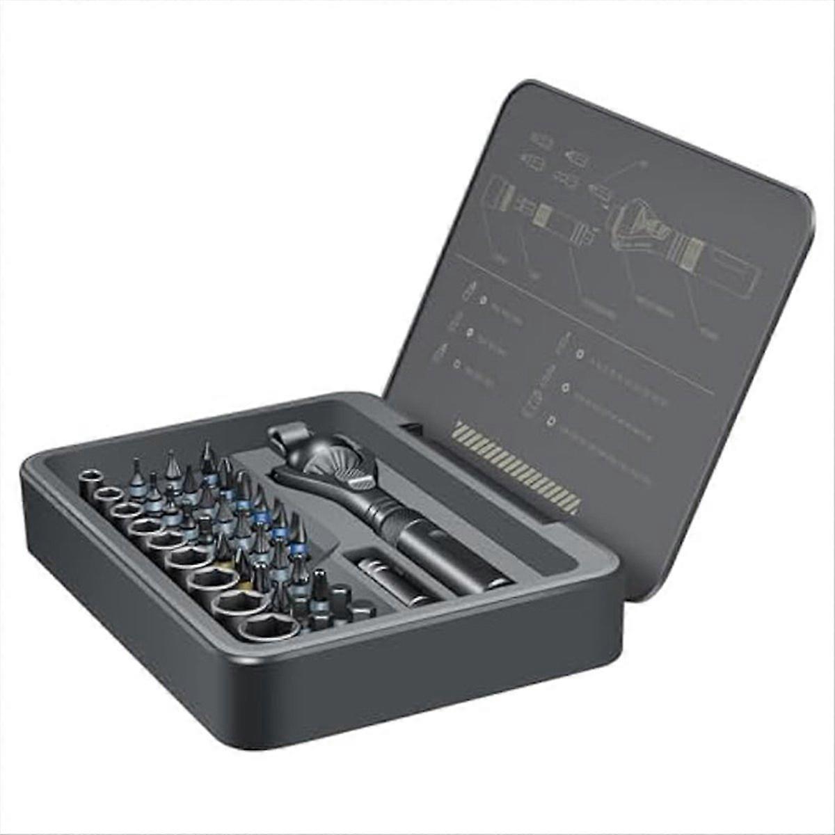 Magnetic Screwdriver: 40in1 Ratchet Screwdriver Tool Kit with Ball-Joint Handle-Portable S2 Bits Precision Repair Tool