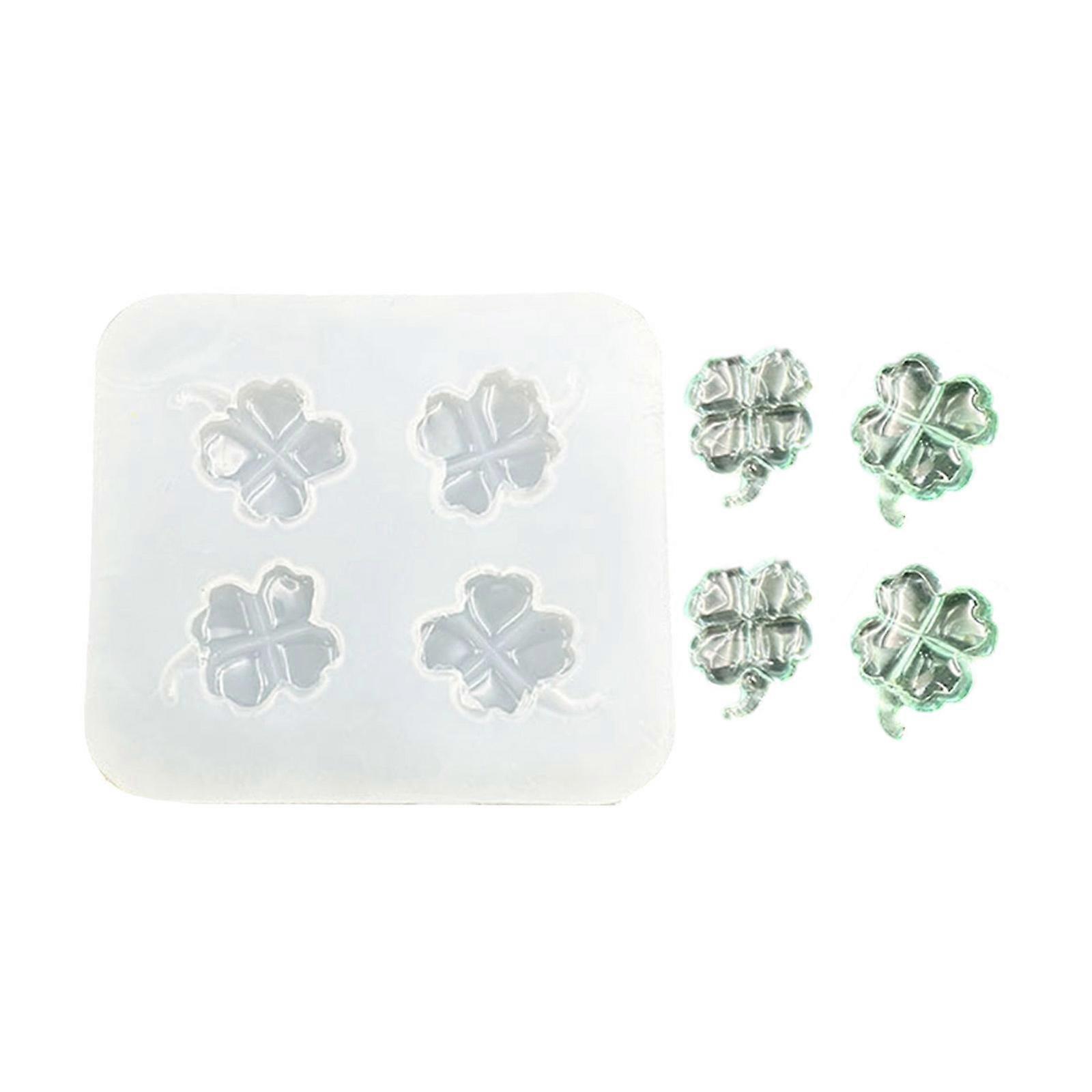 High Gloss Silicone 4-Leaf Grass Jewelry Pendant Mold Multipurpose Craft Tool For DIY Projects Simple Clean Design Multicolor