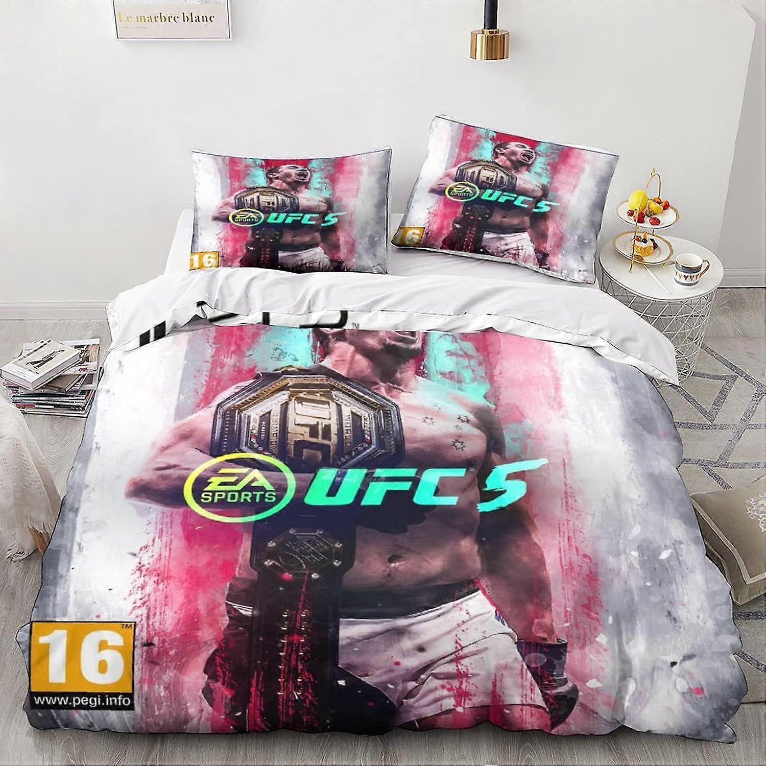 GENBAK UFC Duvet Cover Set, 3D MMA Bedding Set com fronhas de microfibra & Zipper Fecho Quilt Case Fighter Printed Effect King