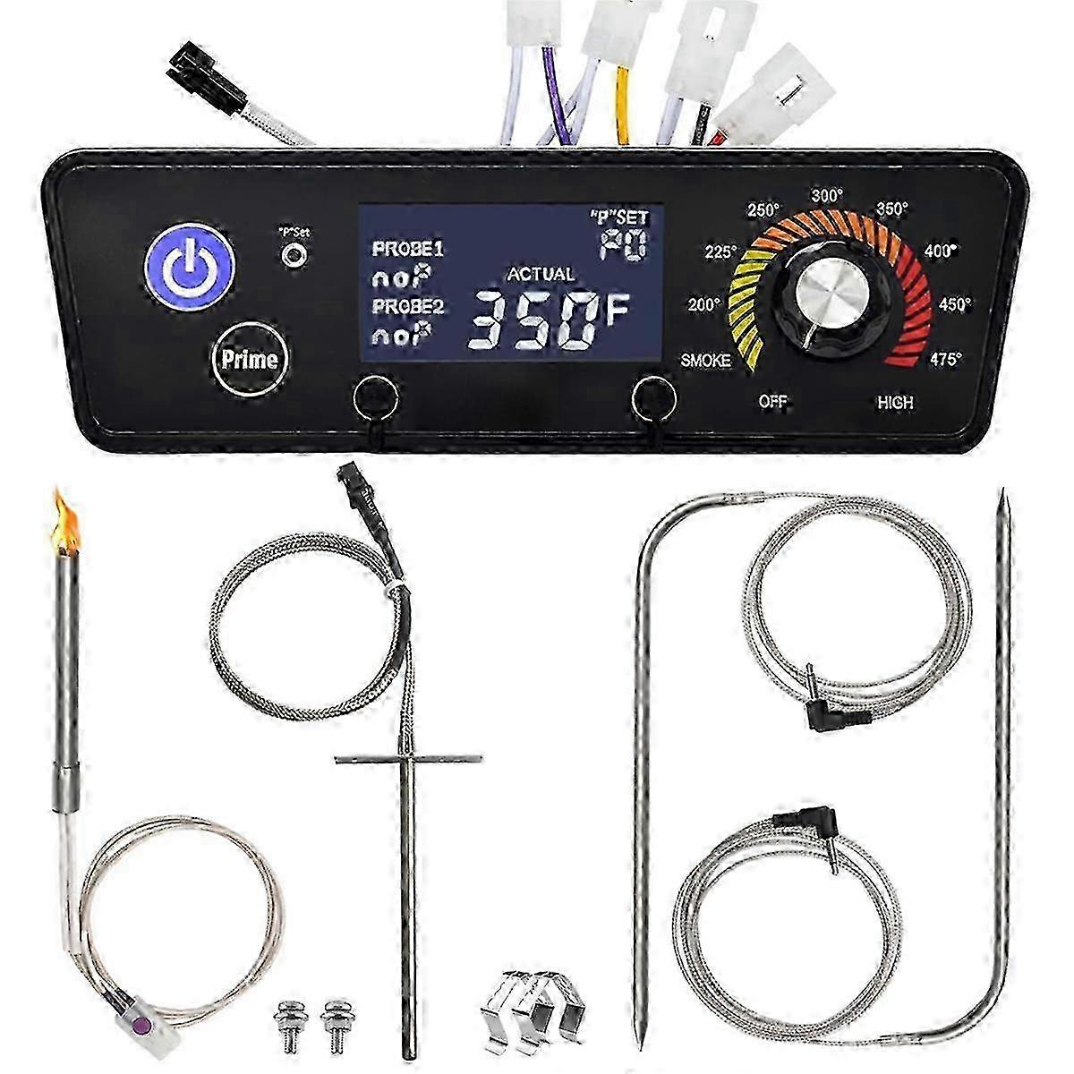 230V Digital W/LCD Display Control Board Replacement Parts for Pellet Grill Smokers with Meat Probe, RTD Sensor